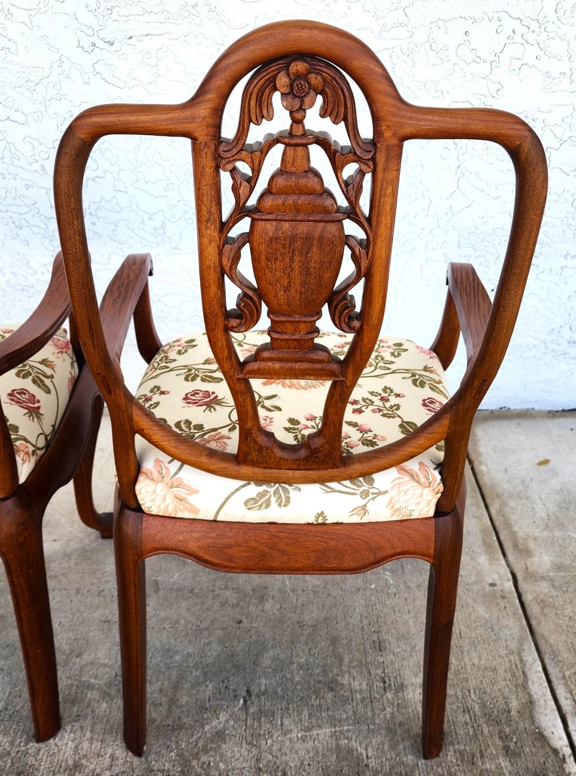 George Zee & Co Hand Carved Rosewood Armchairs A Pair