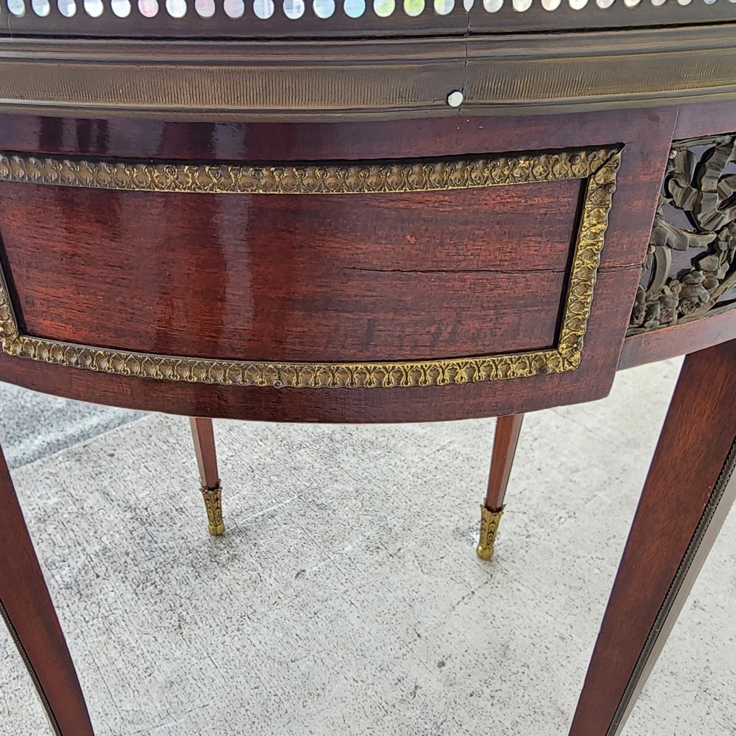 French Louis XVI Bouillotte Table With Rouge Marble Top