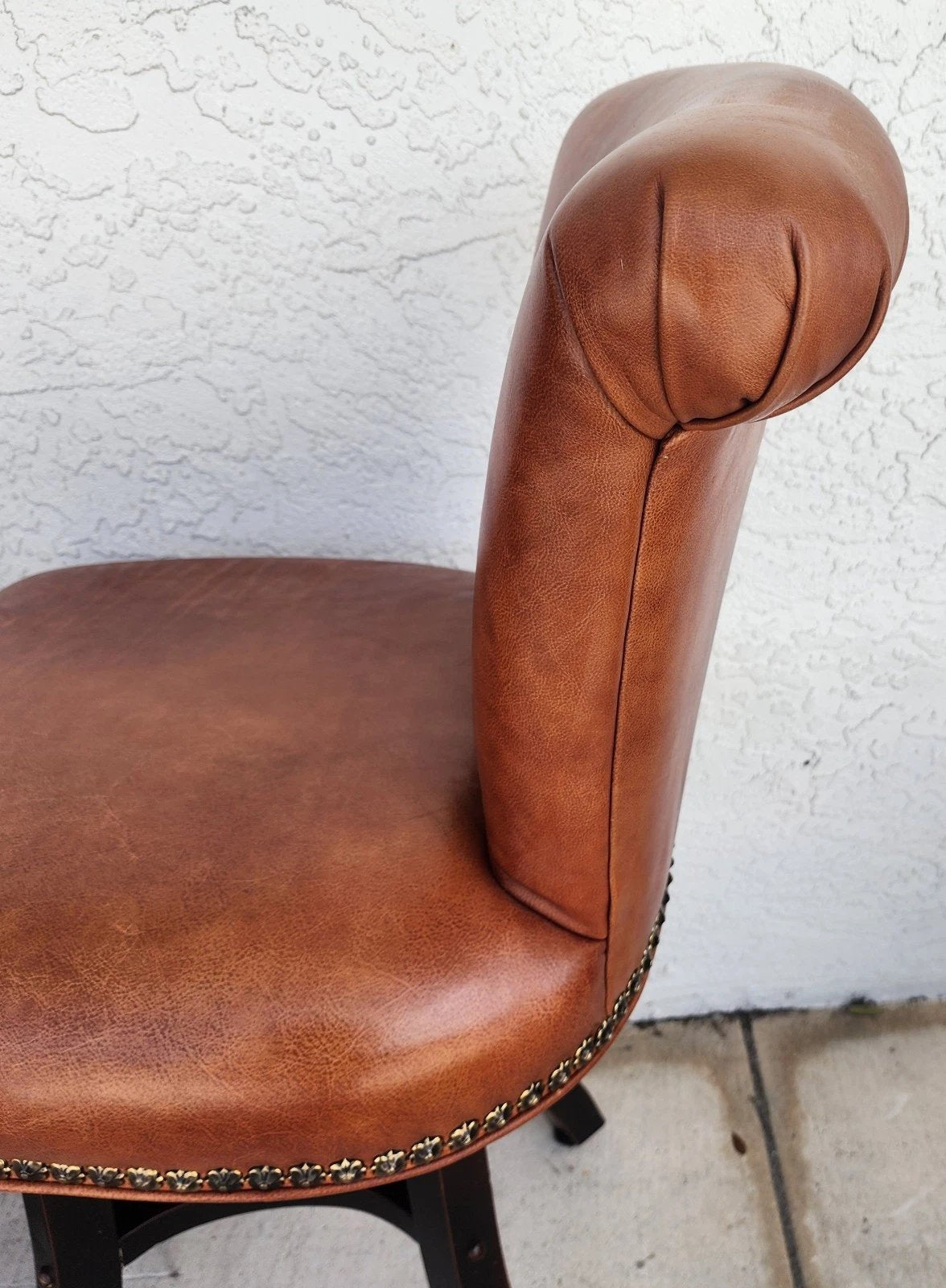 Top Grain Leather Swivel Counter Stools Pair