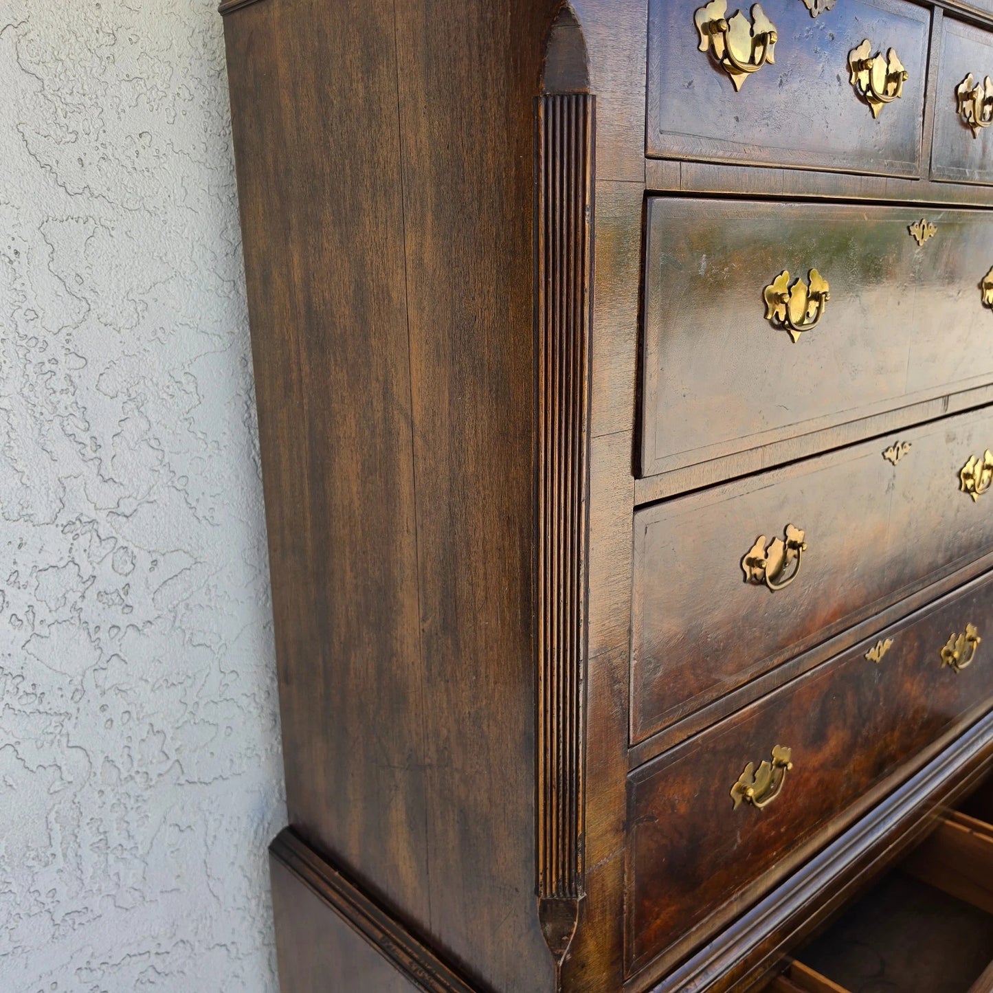 Antique Walnut Highboy Dresser Desk With Pullout Writing Surface