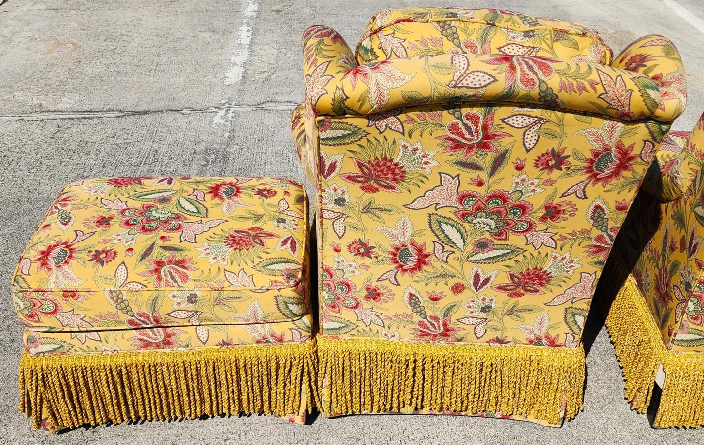 Taylor King Wingback Lounge Chairs & Ottomans Pair