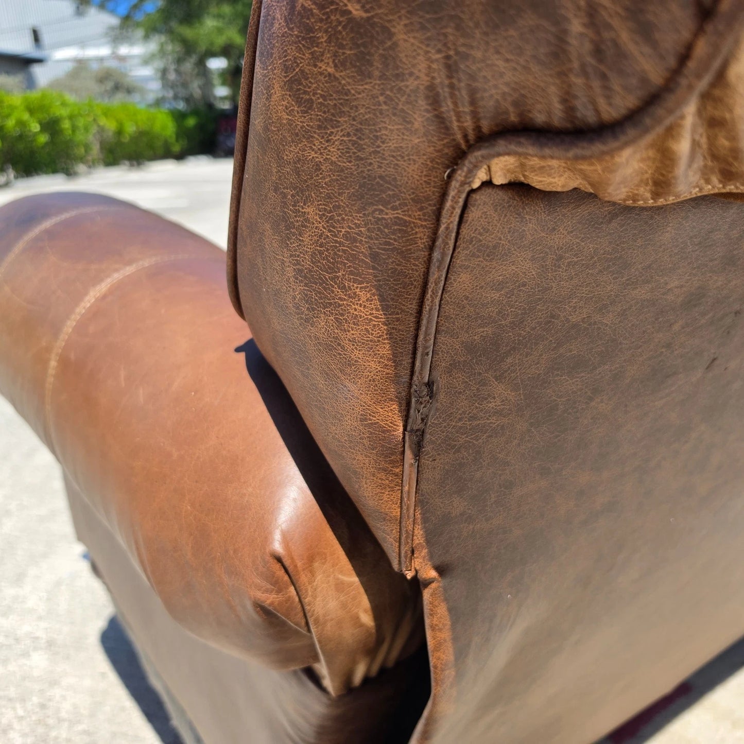 Vintage Barcalounger Saddle Leather Recliner with Continuous Lumbar Support