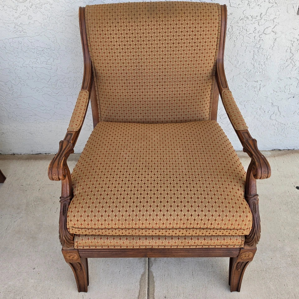 Ethan Allen Regency Style Bergere Lounge Armchairs Pair