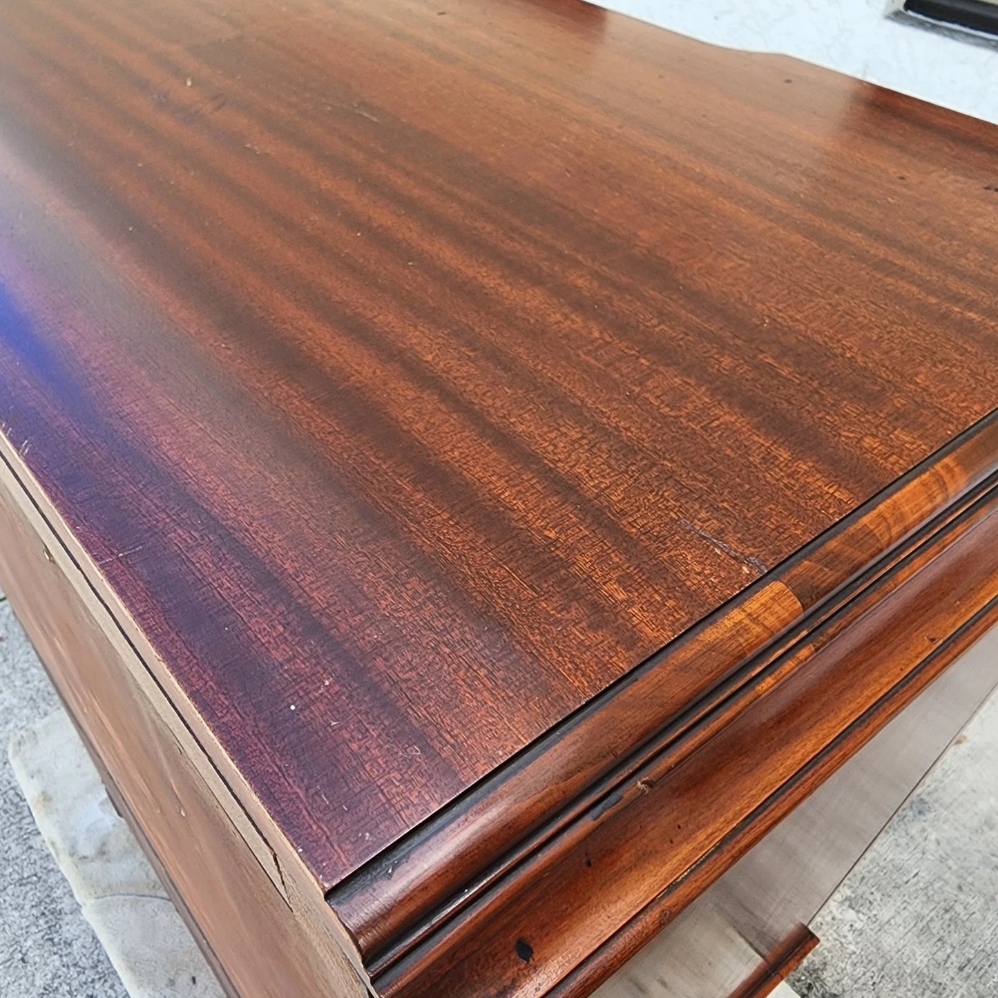 Antique Georgian Flame Mahogany Block Front Highboy Dresser