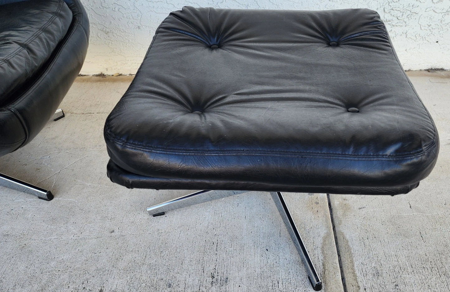 MCM Selig Swedish Modernist Leather Chair & Ottoman 1970s