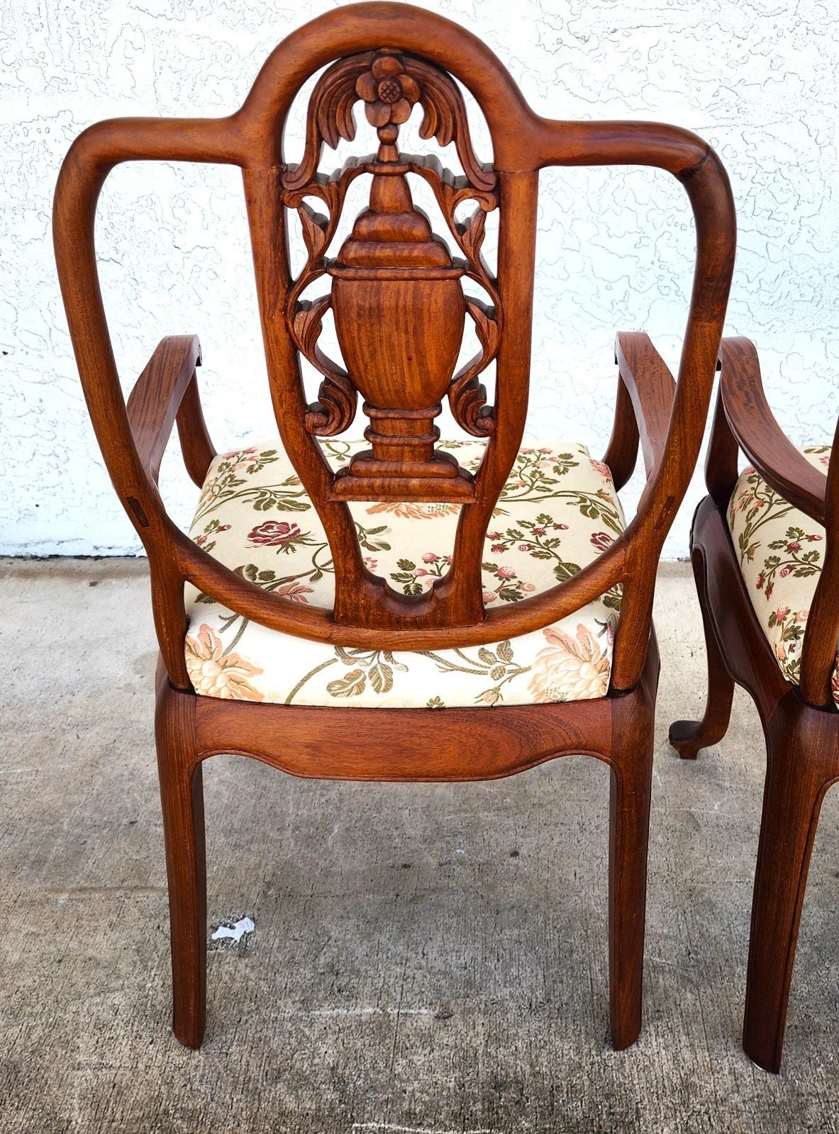 George Zee & Co Hand Carved Rosewood Armchairs A Pair
