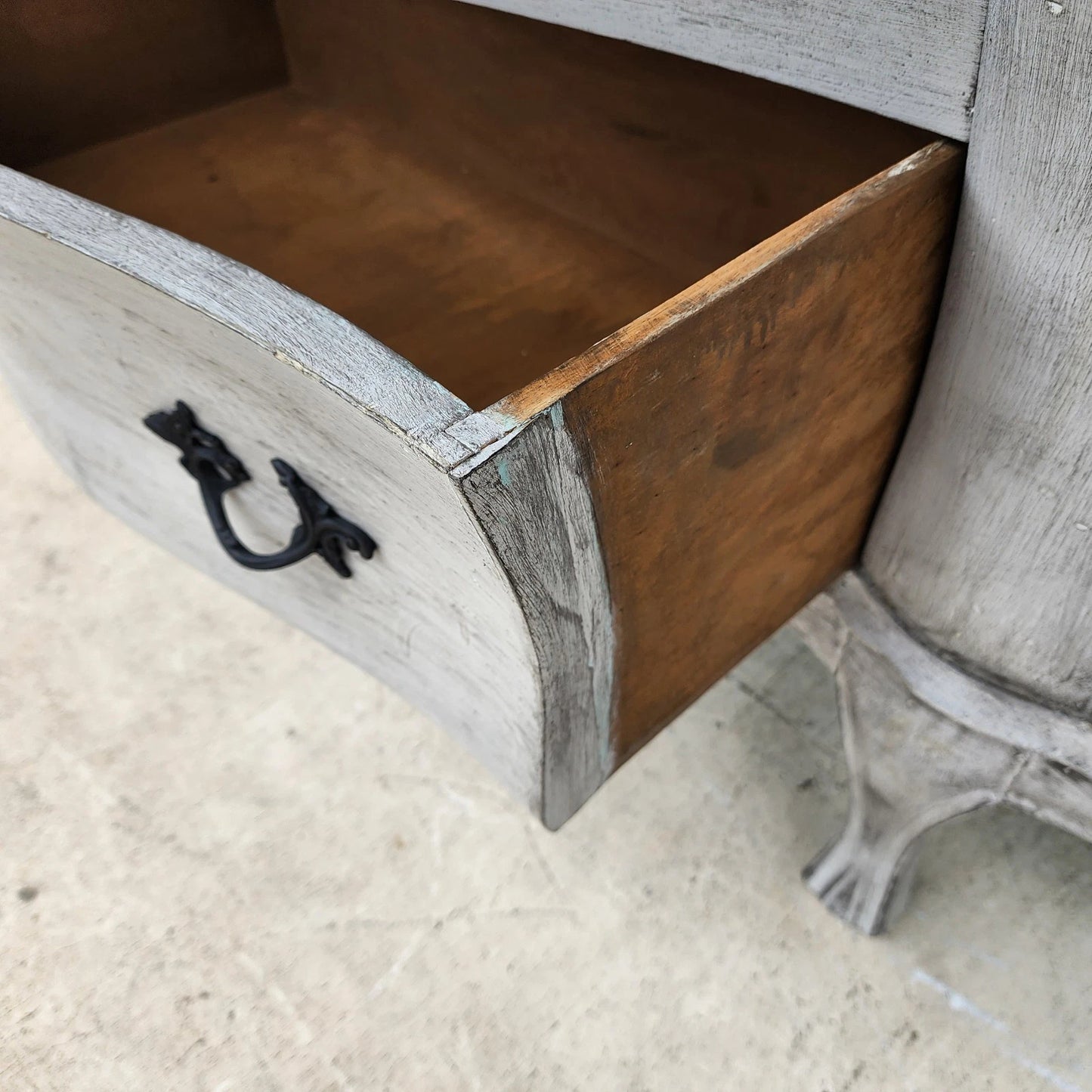 Antique French Serpentine Dresser Distressed