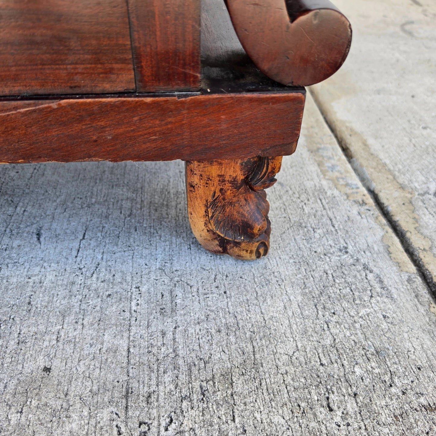 19th Century American Empire Flame Mahogany & Marble Cabinet Side Table
