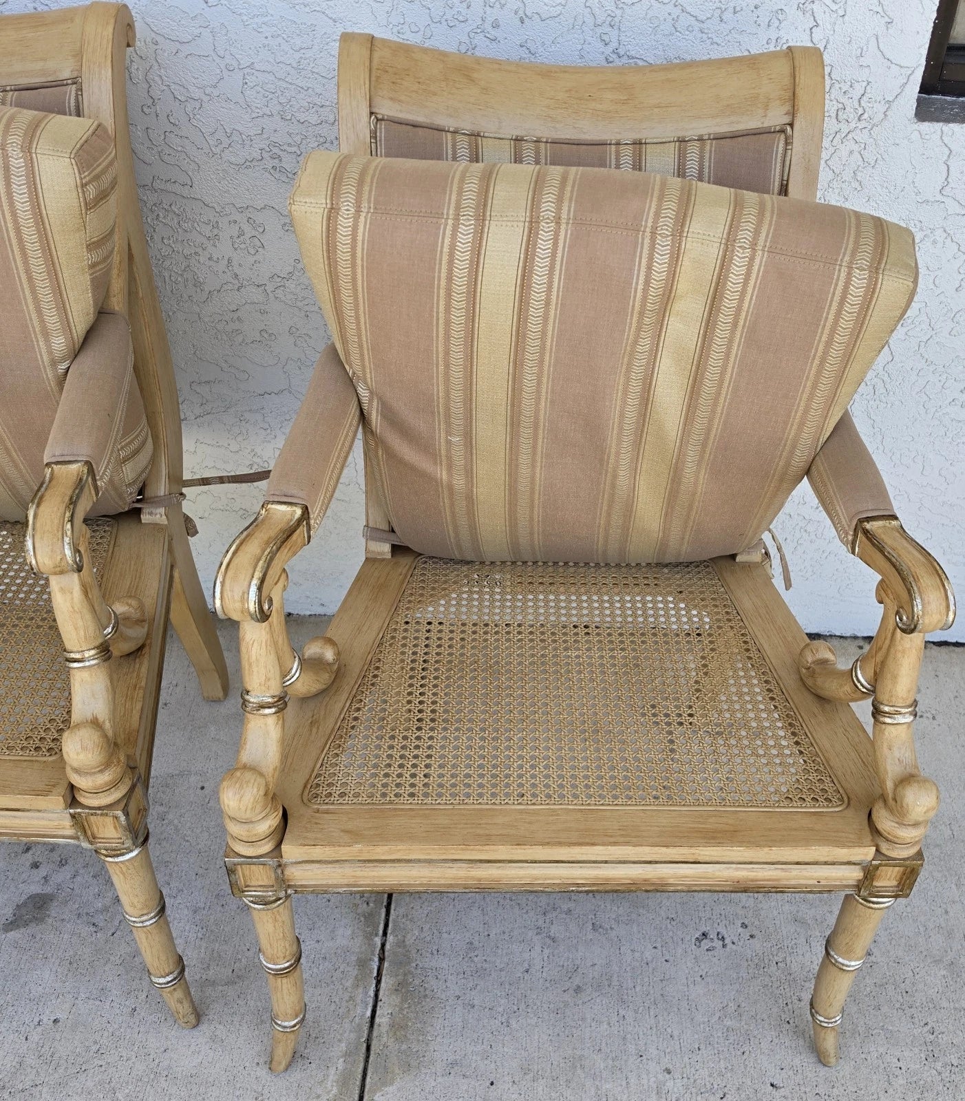 Century Furniture Regency Cane Seat Armchairs Pair