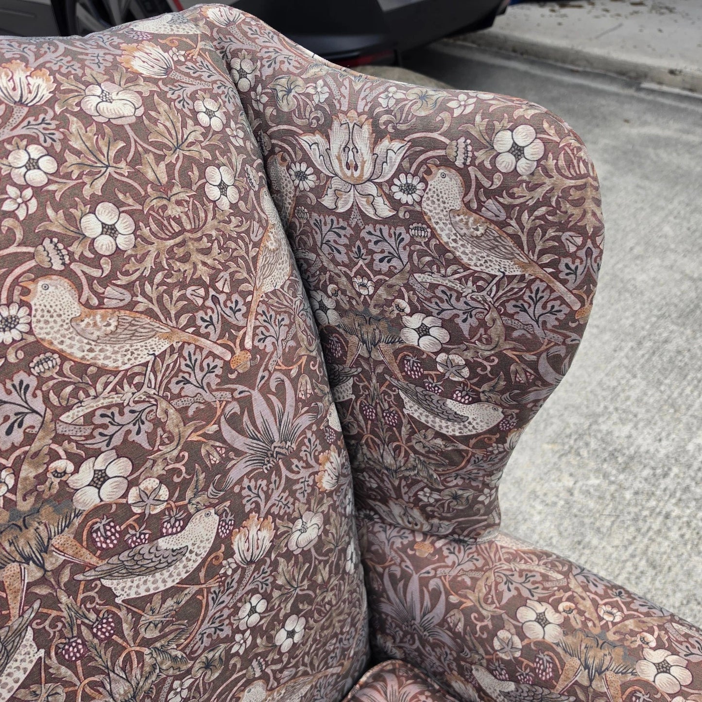 Vintage Hickory Chair Co Wingback William Morris Strawberry Thief Fabric