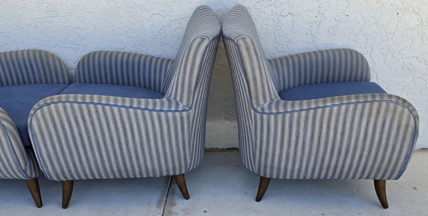 1950s MCM Edward Wormley Gio Ponti Style Armchairs Set of 4