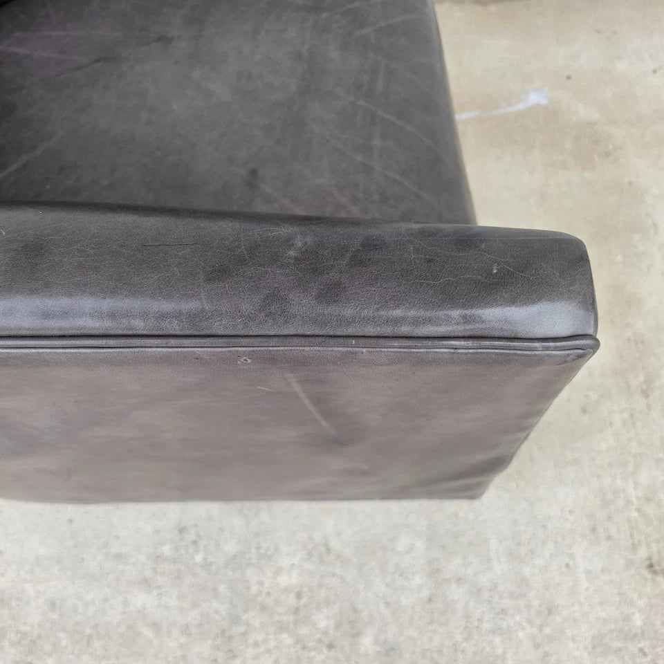 Restoration Hardware 1950s Italian Shelter Arm Leather Swivel Club Chair RH