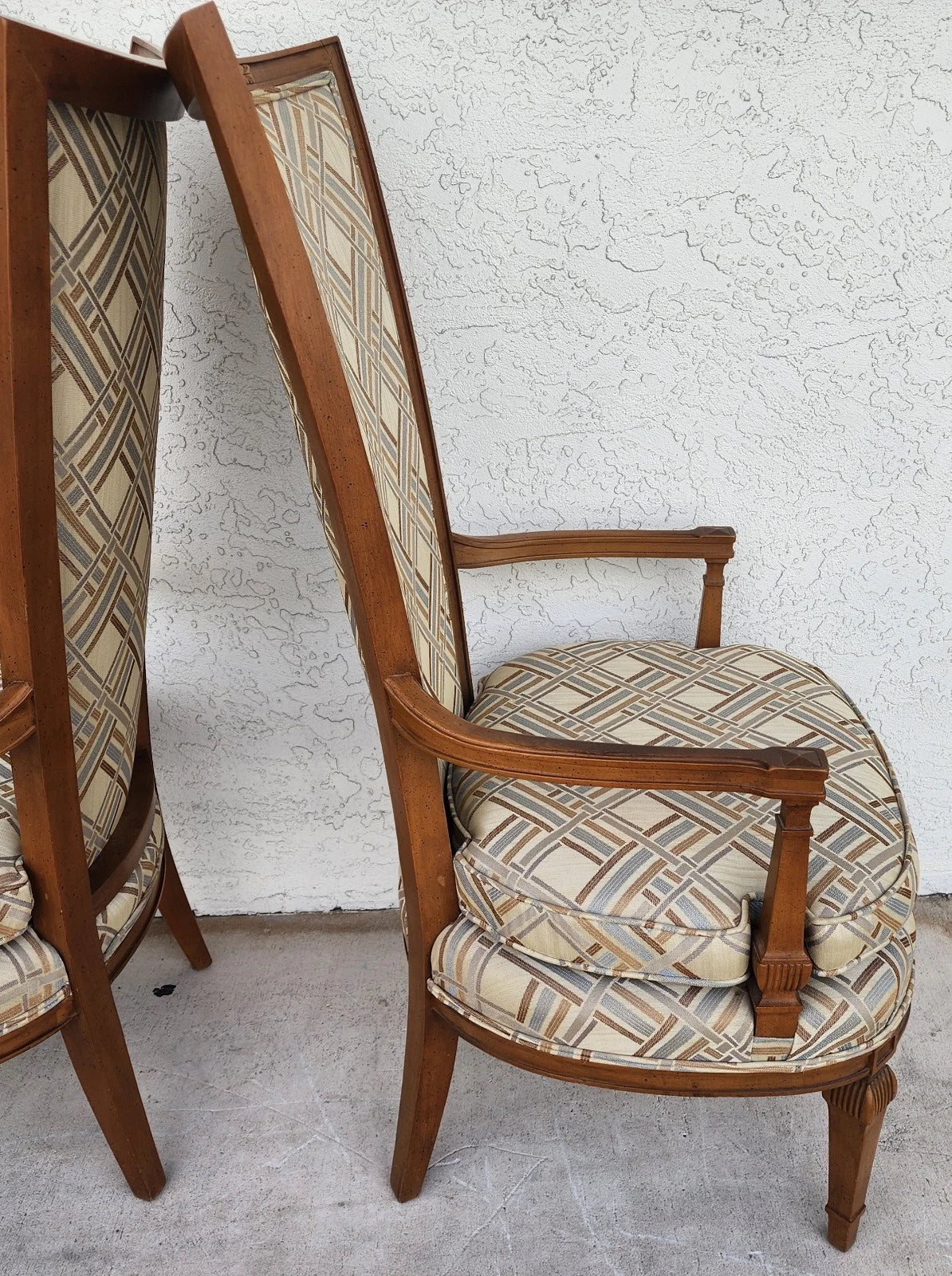 French Louis XVI High Back Accent Dining Chairs Pair