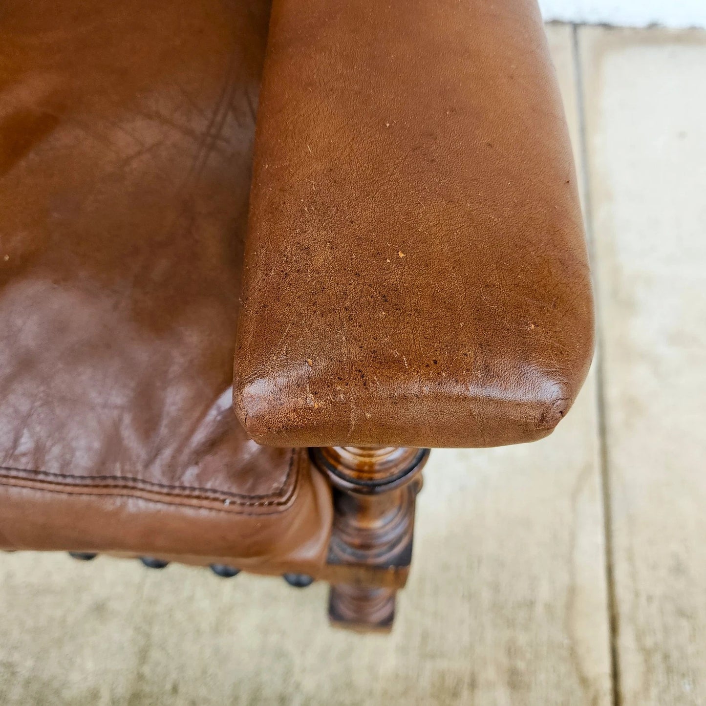 Century Furniture Leather Wingback Club Chair