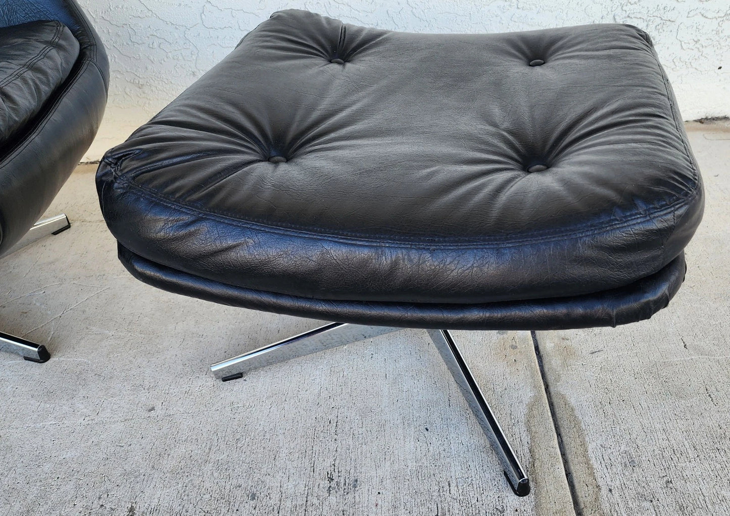 MCM Selig Swedish Modernist Leather Chair & Ottoman 1970s