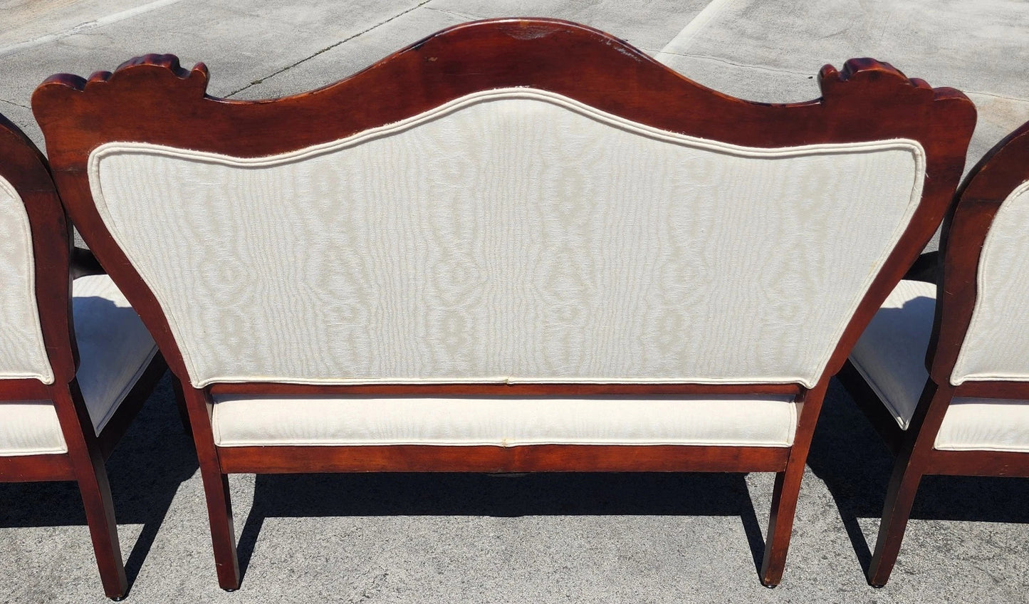 Antique Asian Rosewood Carved Foo Dogs Living Room Suite 3 Piece Sette 2 Chairs