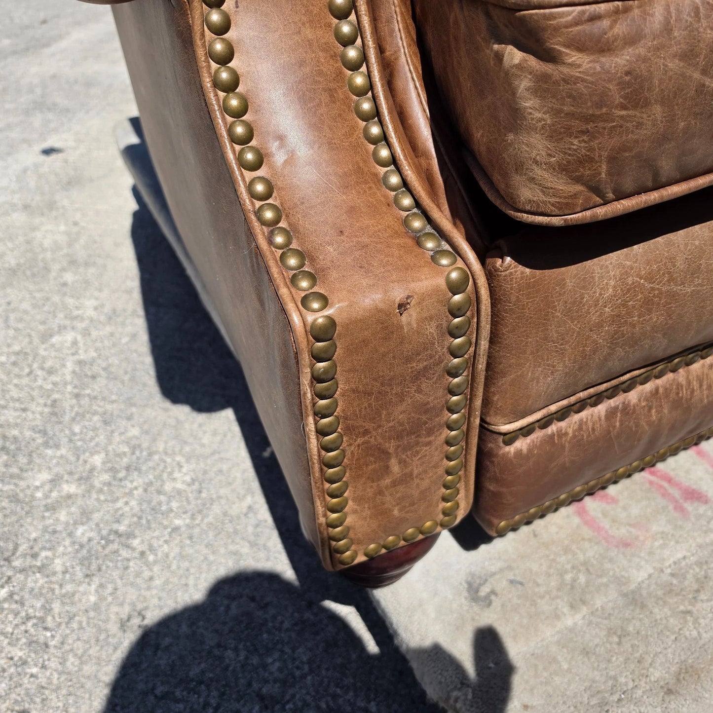 Vintage Barcalounger Saddle Leather Recliner with Continuous Lumbar Support