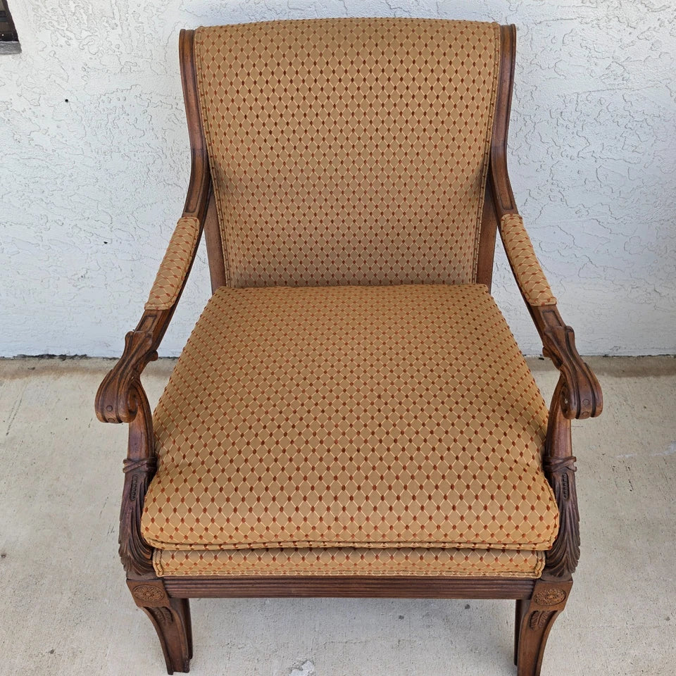 Ethan Allen Regency Style Bergere Lounge Armchairs Pair