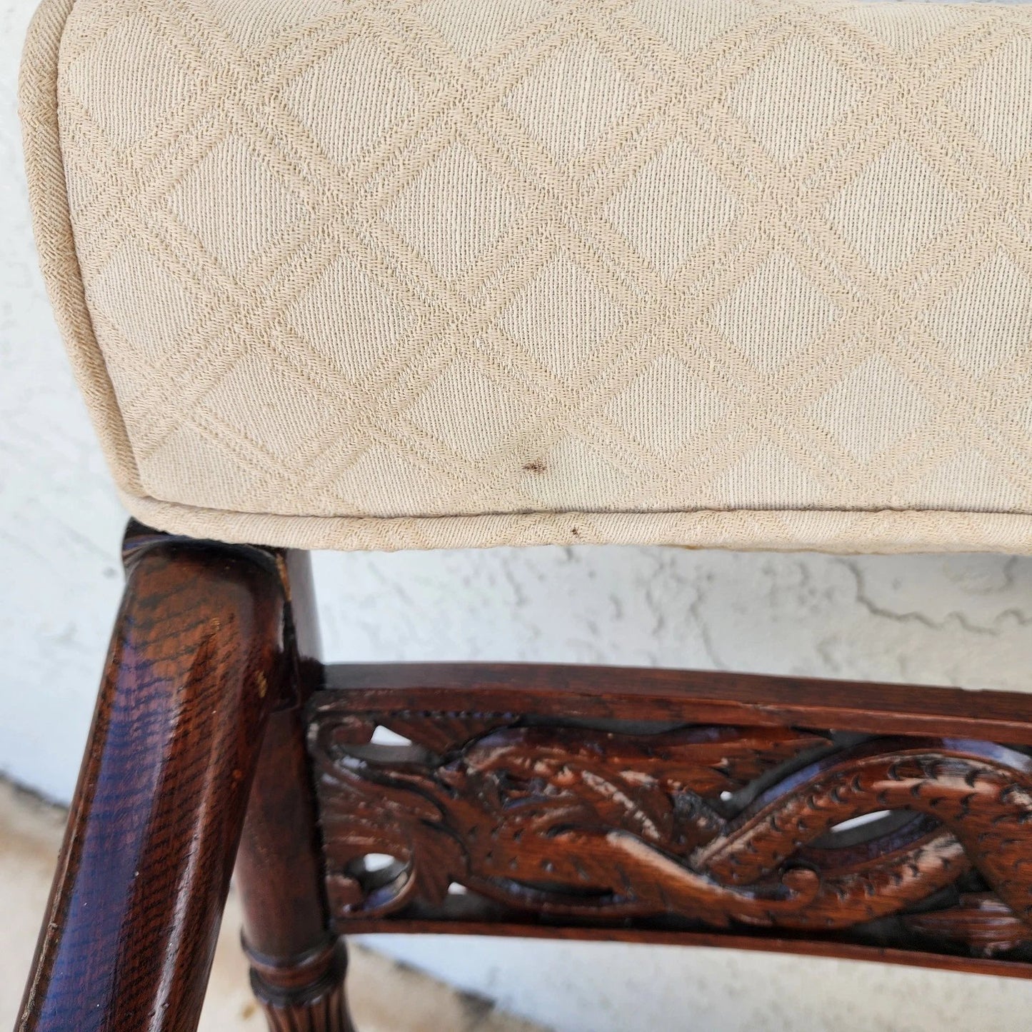 Chinoiserie Foo Dog Armchairs Pair Mid Century