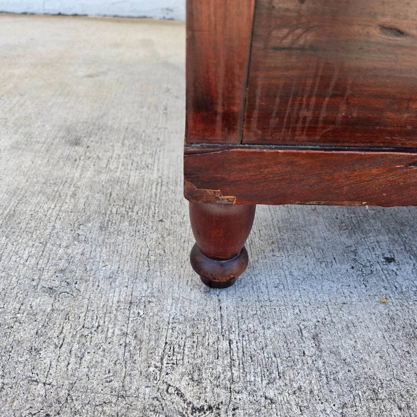 19th Century American Empire Flame Mahogany & Marble Cabinet Side Table