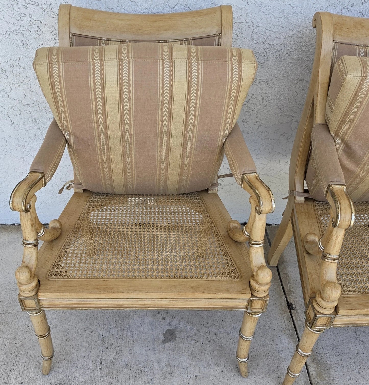 Century Furniture Regency Cane Seat Armchairs Pair