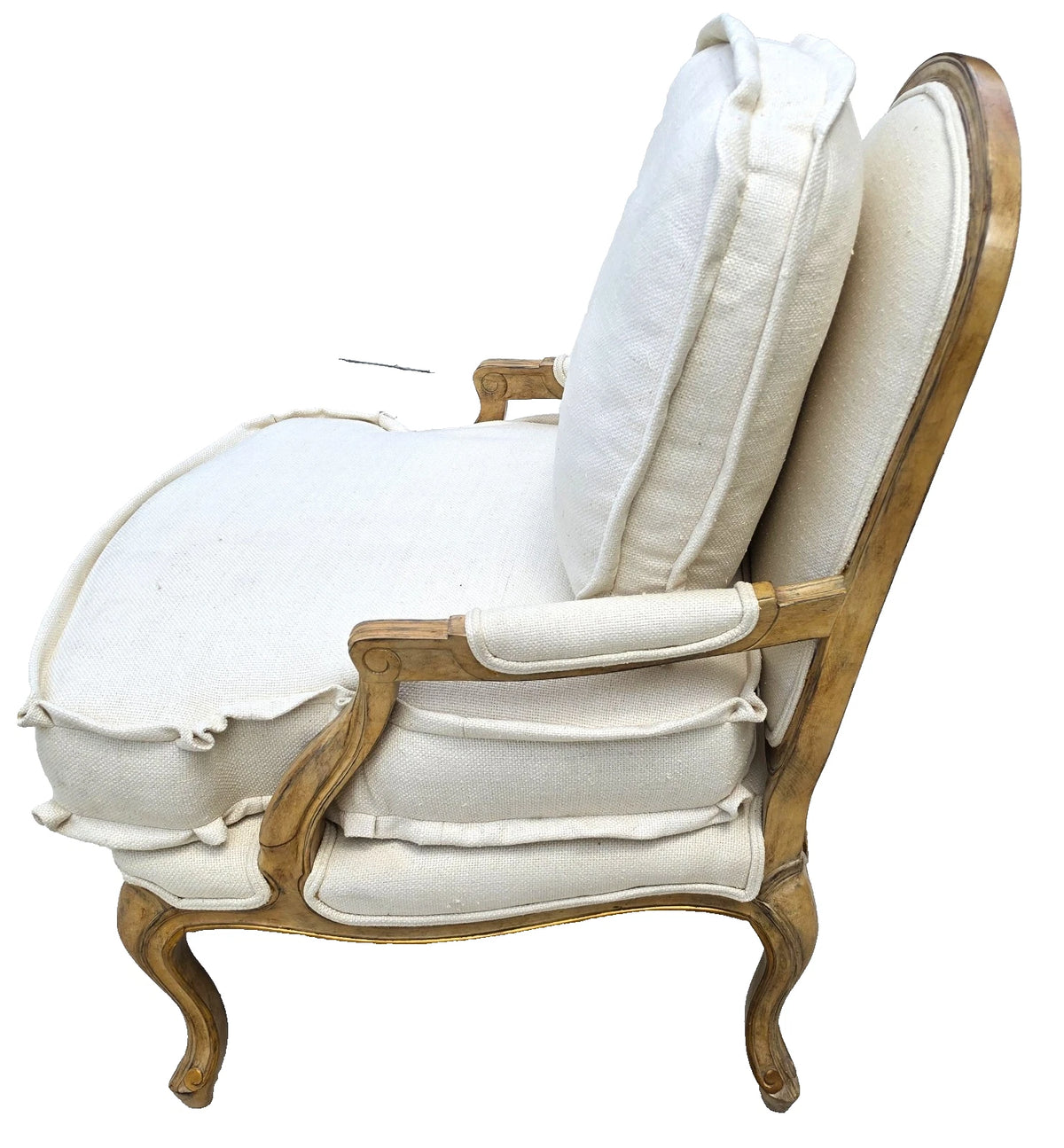 Beverly Furniture French Louis XV Fauteuil Linen Lounge Chair