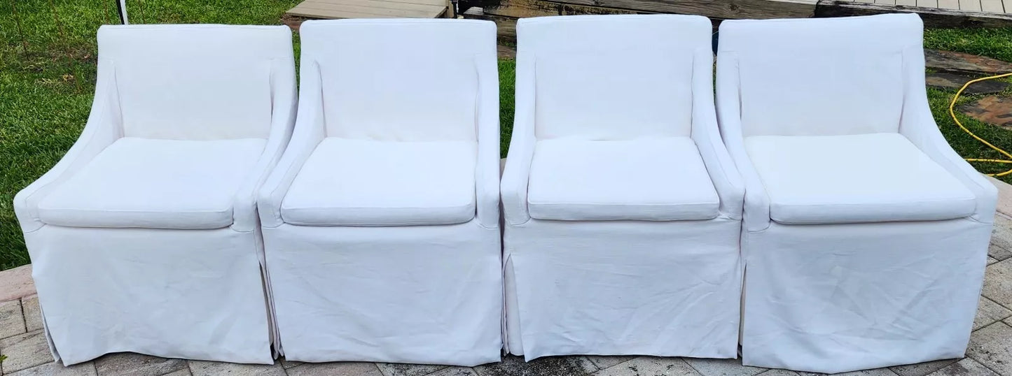 Restoration Hardware Low Belgian Slope Arm Slipcovered Dining Side Chairs RH