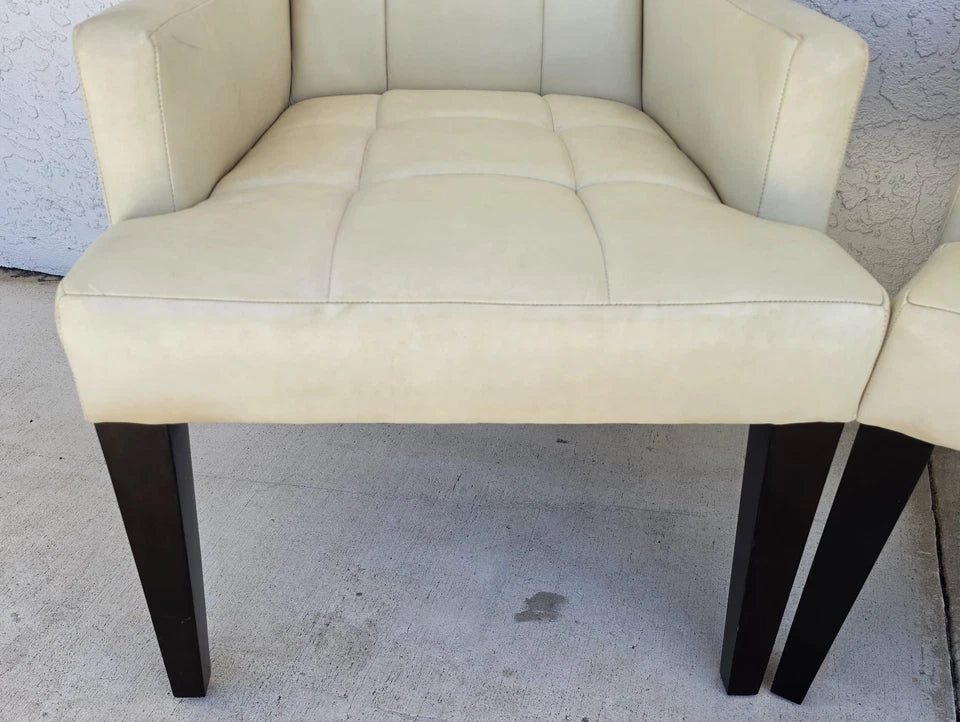 Barbara Barry for Henredon Leather Dining Accent Armchairs Set of 2