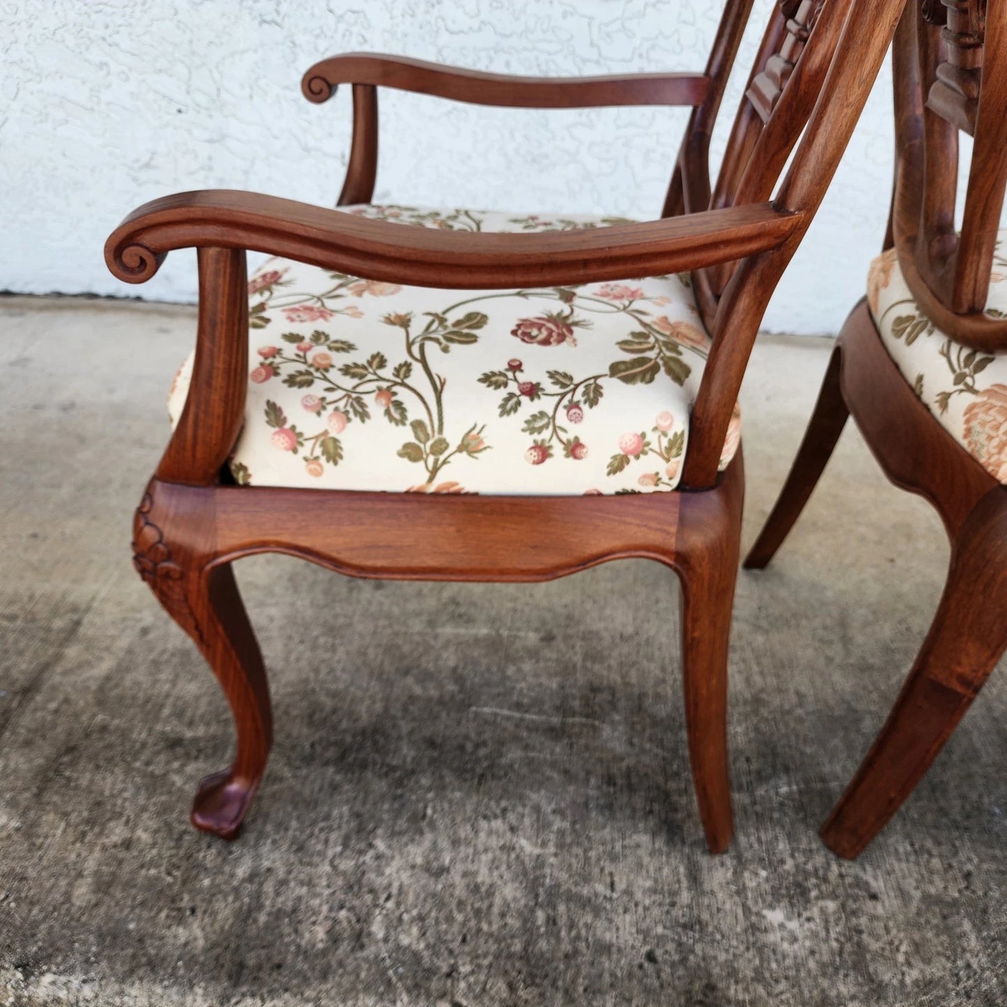 George Zee & Co Hand Carved Rosewood Armchairs A Pair