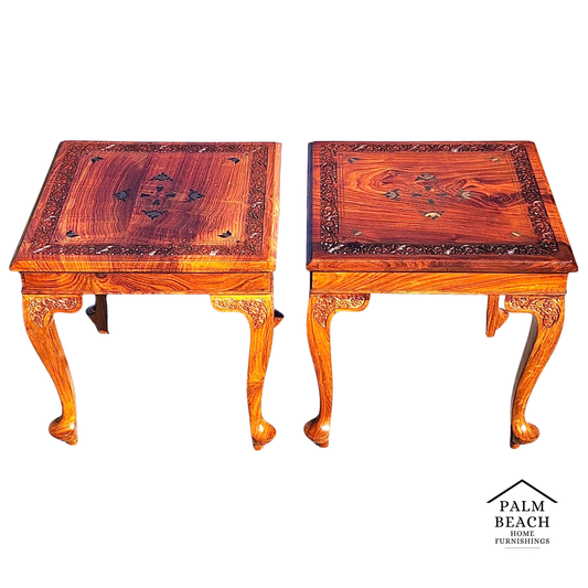 Anglo Indian Walnut Side Tables Pair