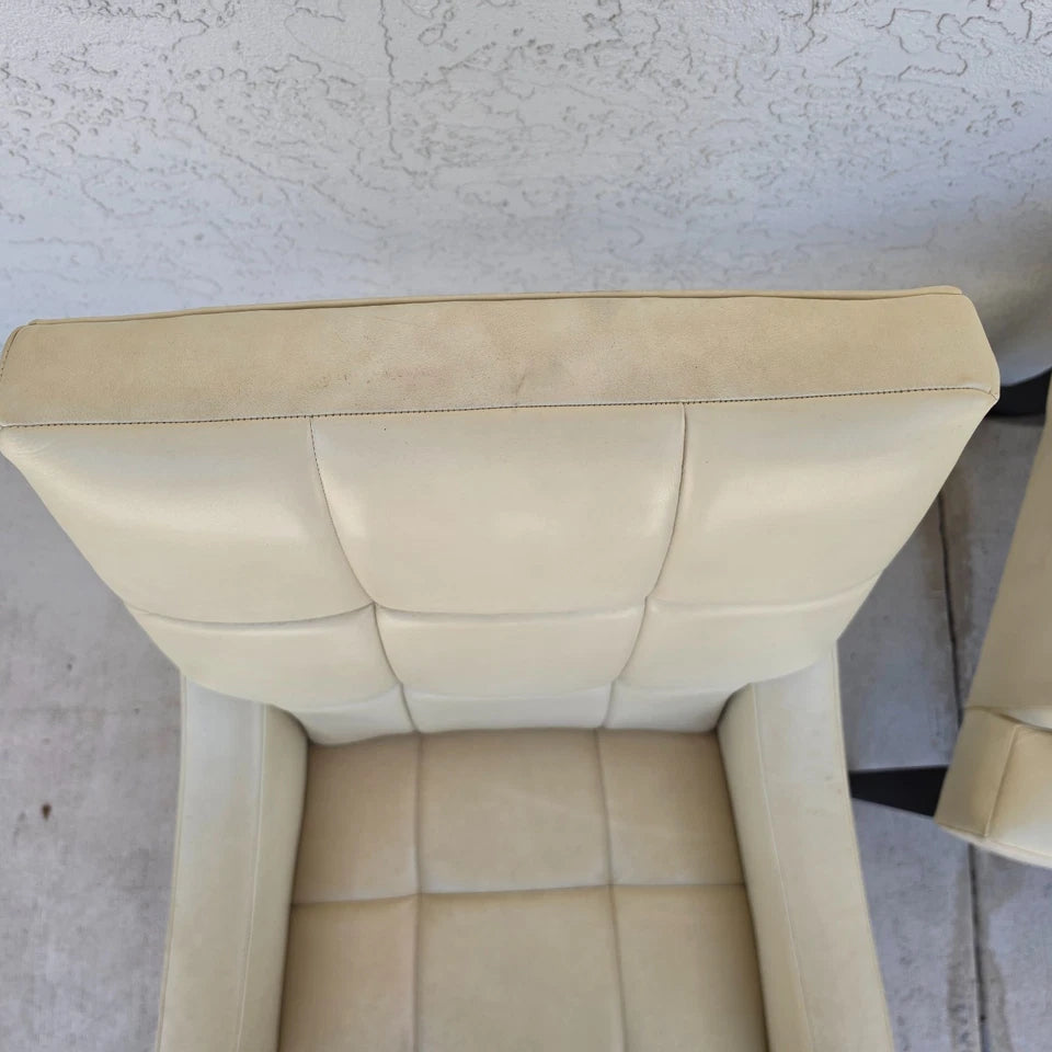 Barbara Barry for Henredon Leather Dining Accent Armchairs Set of 2