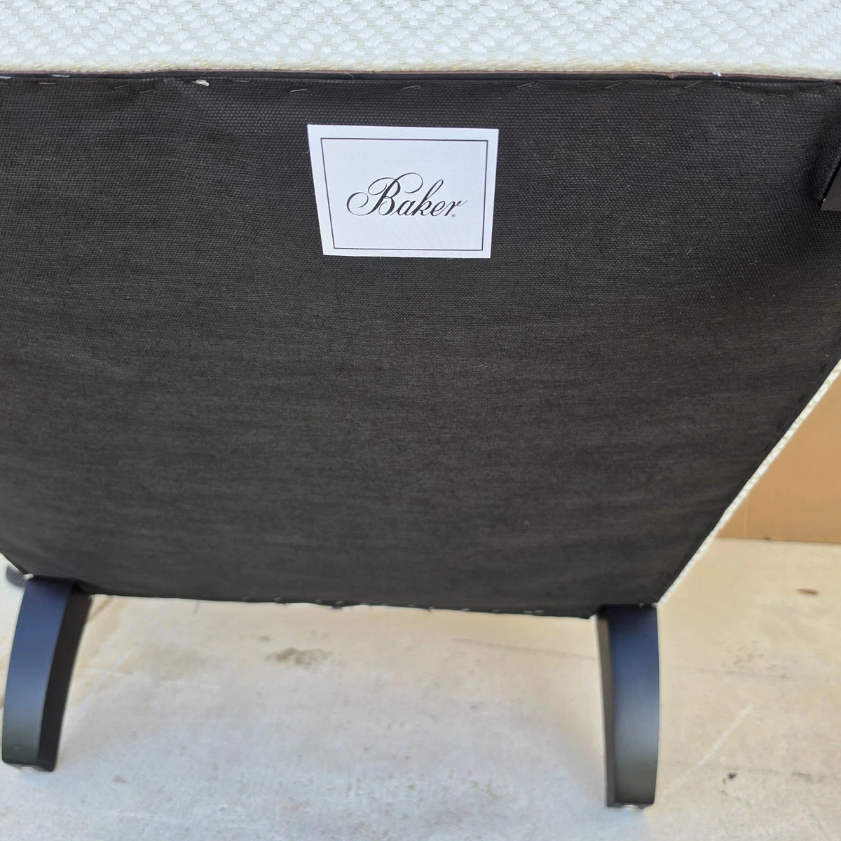 Pair Baker English Country Scroll Arm Lounge Chairs Tufted Herringbone Casters