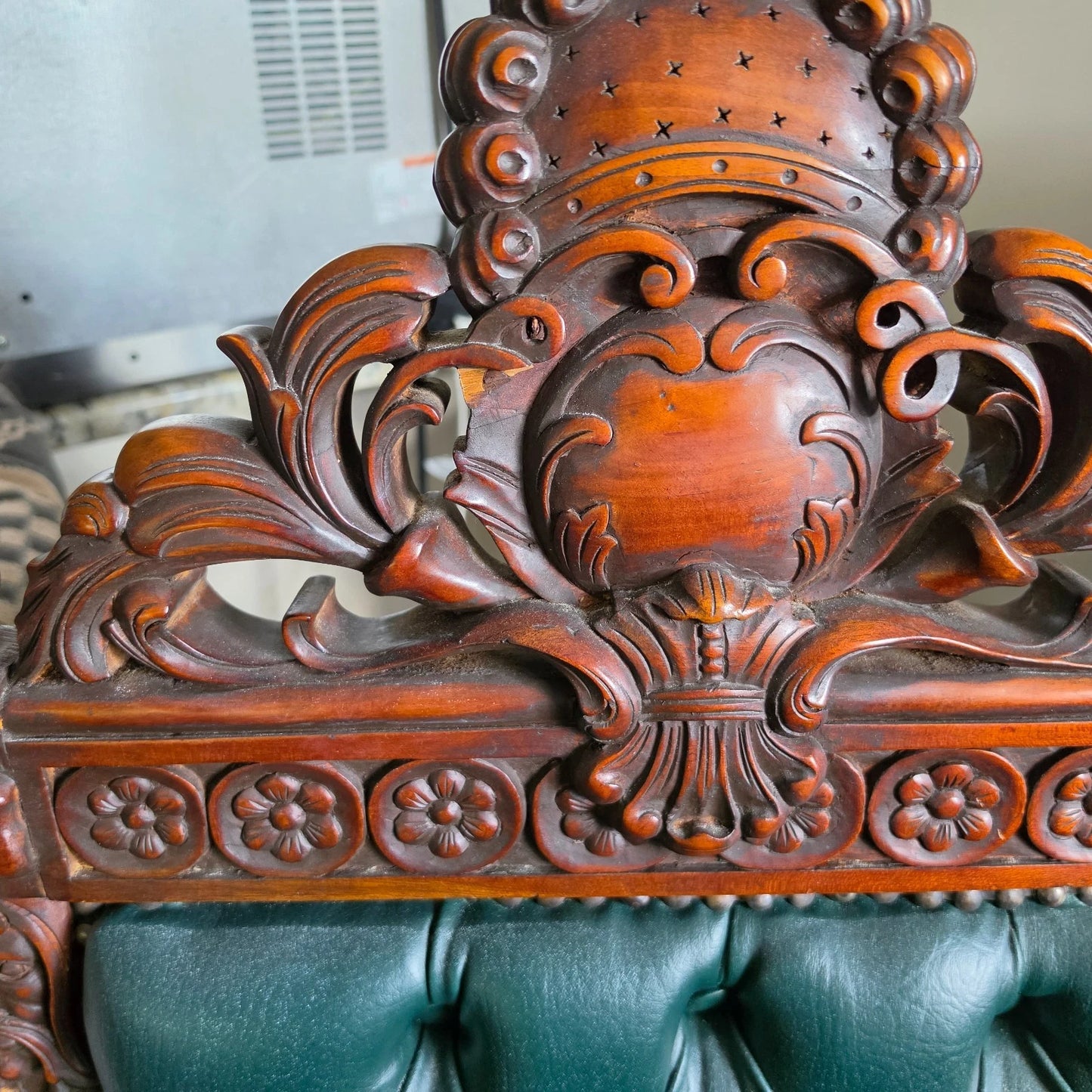 Antique Italian Renaissance Revival Hand Carved Dining Chairs Set of 4
