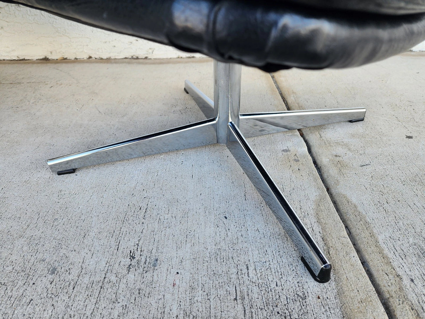 MCM Selig Swedish Modernist Leather Chair & Ottoman 1970s