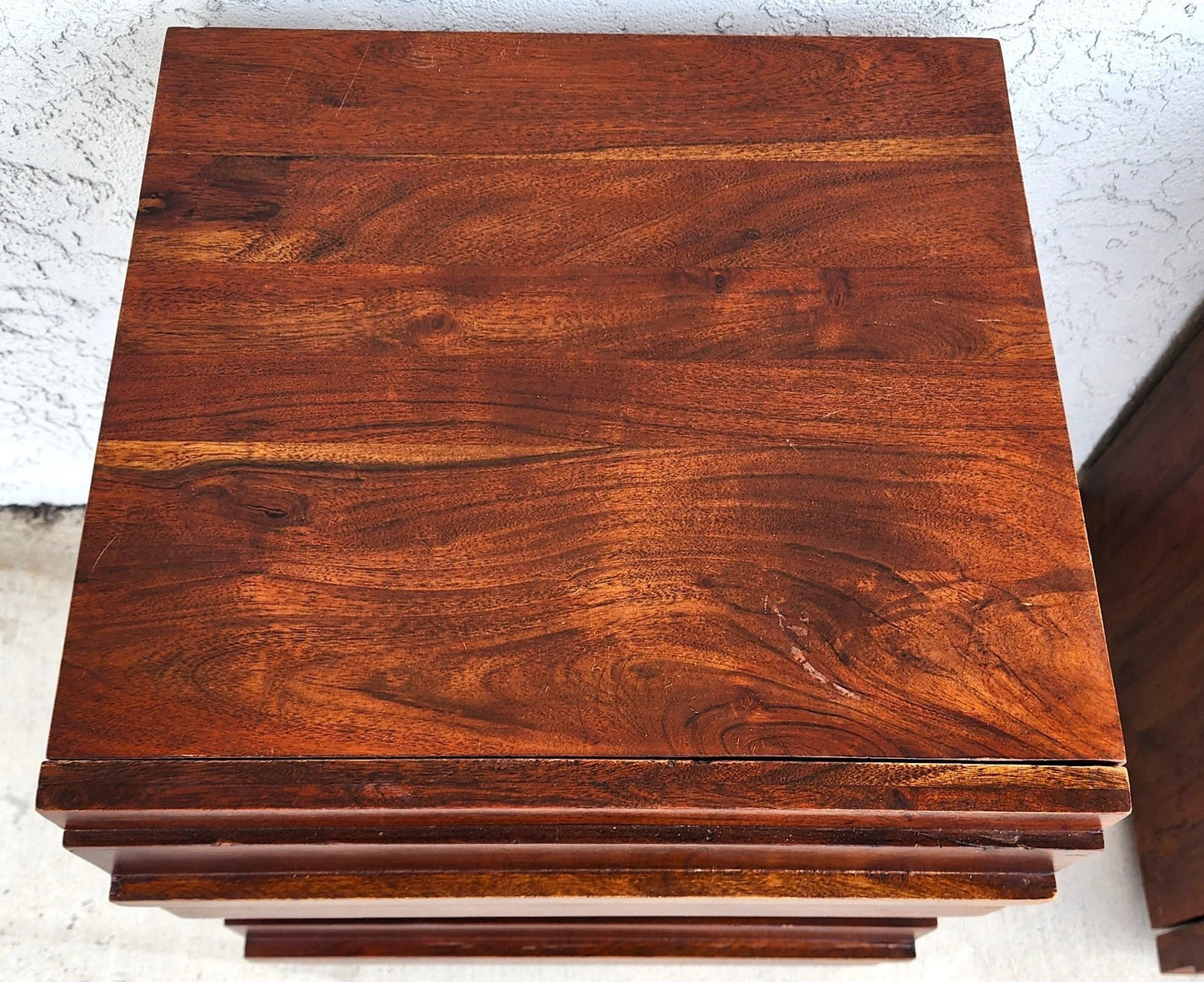 MCM Solid Exotic Wood Bachelor Chest & Nightstands Bedroom Suite