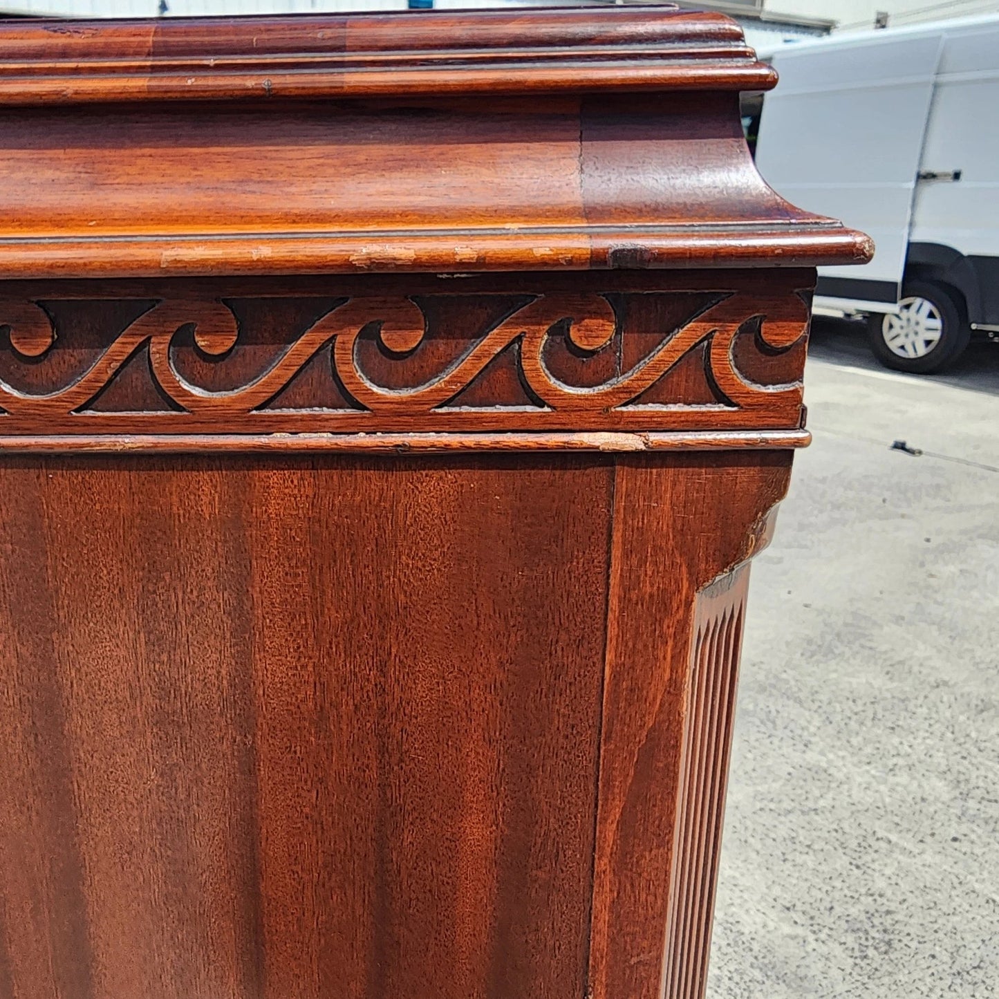 Antique Georgian Flame Mahogany Block Front Highboy Dresser