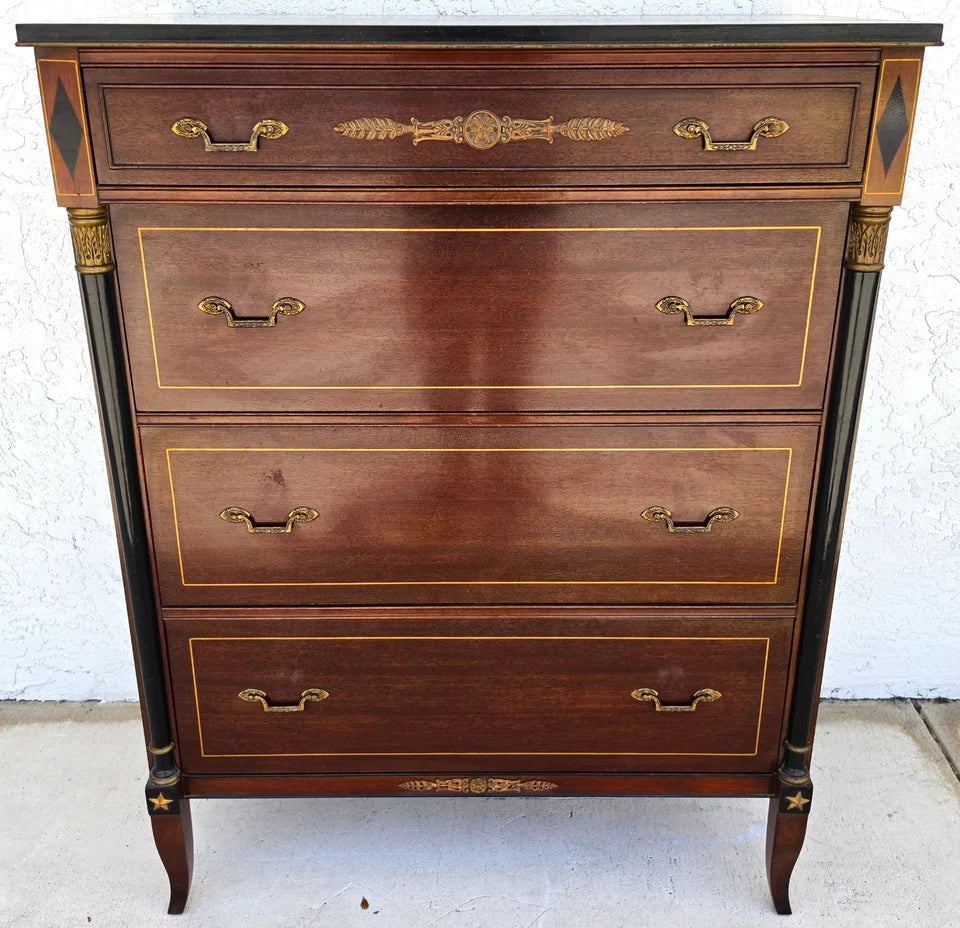 Rway French Empire Commode Dresser Buffet with Glass Top