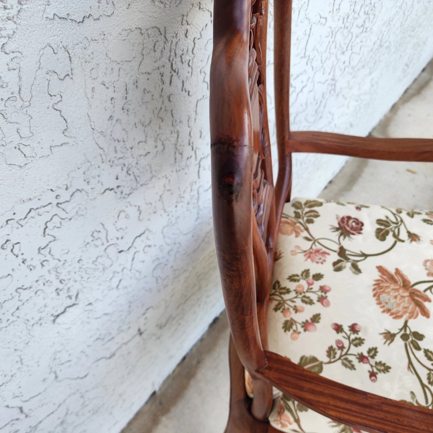 George Zee & Co Hand Carved Rosewood Armchairs A Pair
