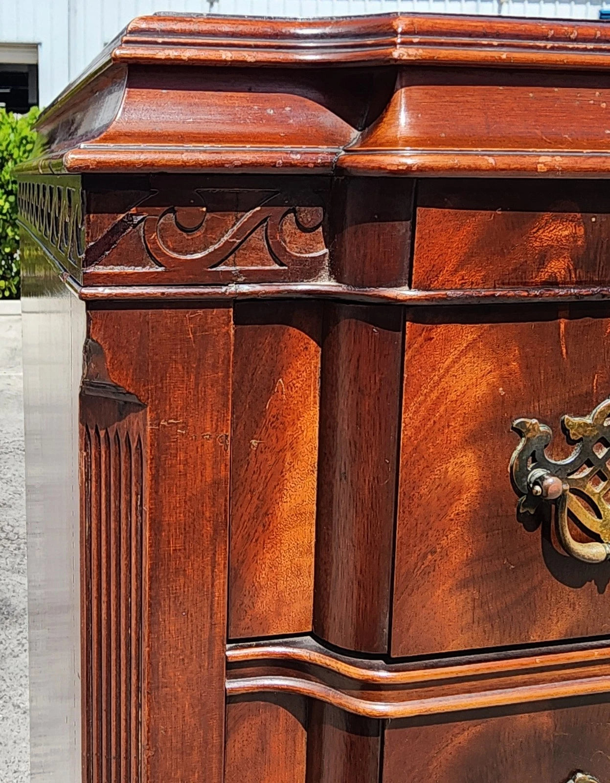 Antique Georgian Flame Mahogany Block Front Highboy Dresser