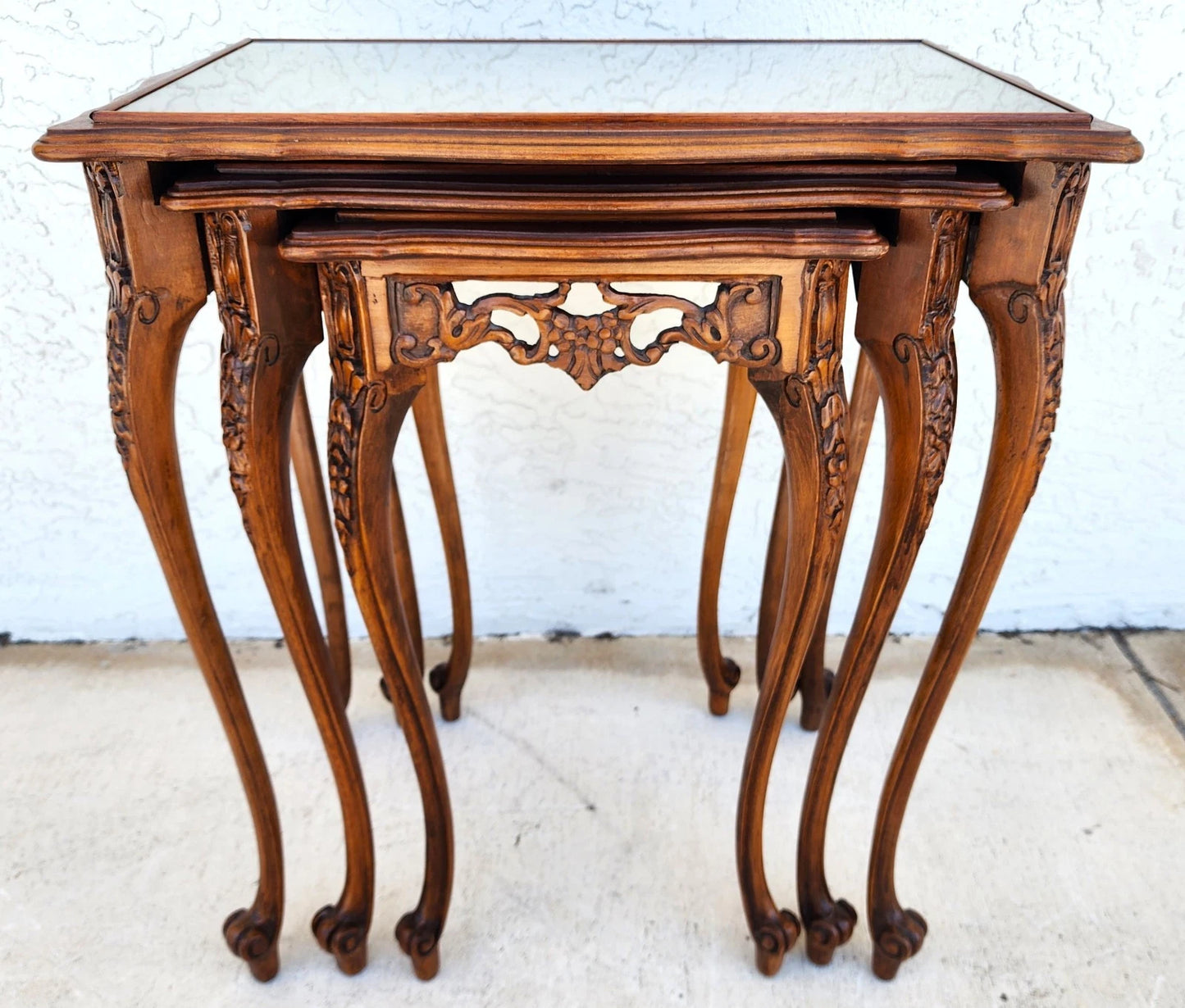 French Nesting Tables Walnut Vintage