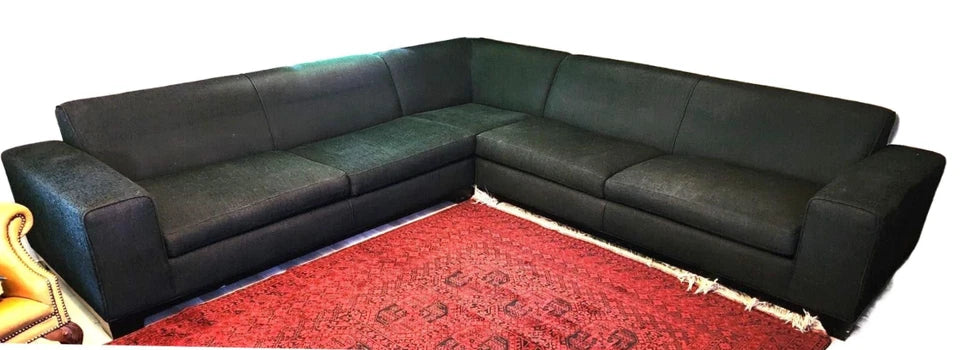 Thayer Coggin MCM Black Linen Sectional Sofa