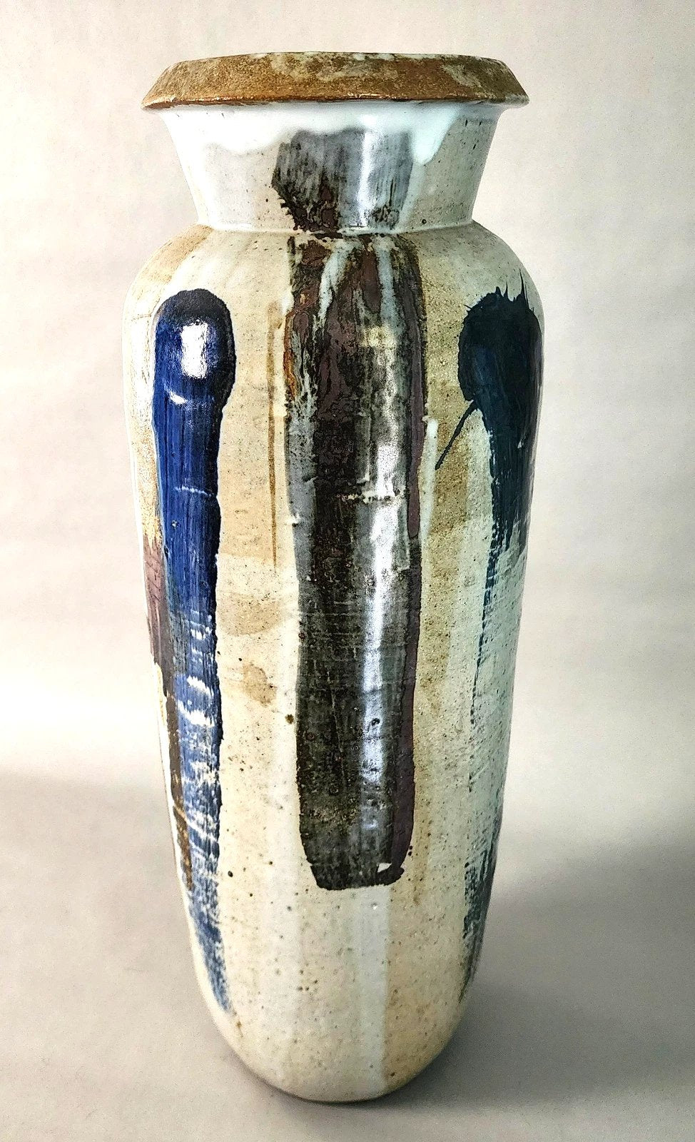 MCM Signed Ceramic Studio Pottery Vase Large 23"