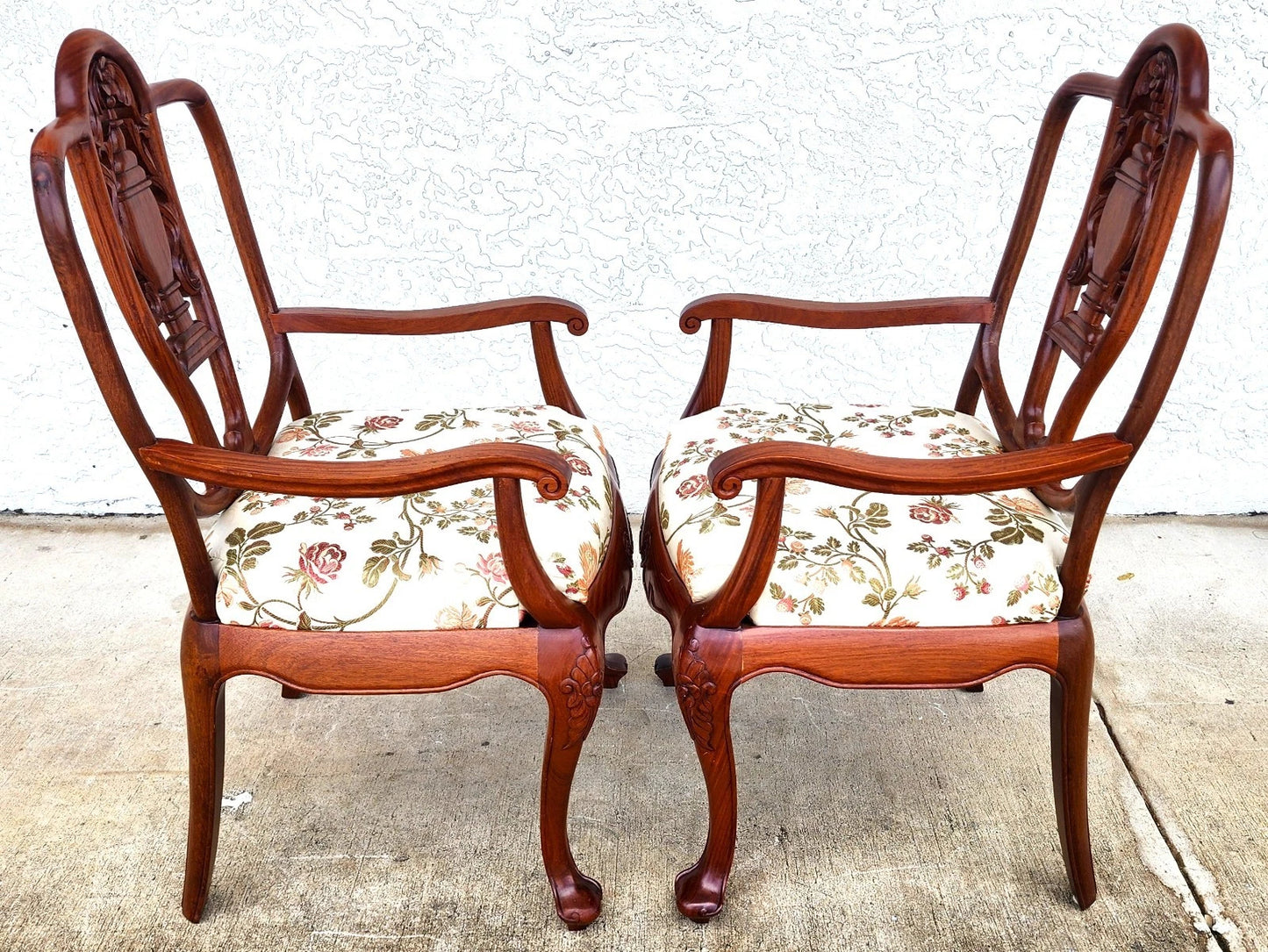 George Zee & Co Hand Carved Rosewood Armchairs A Pair