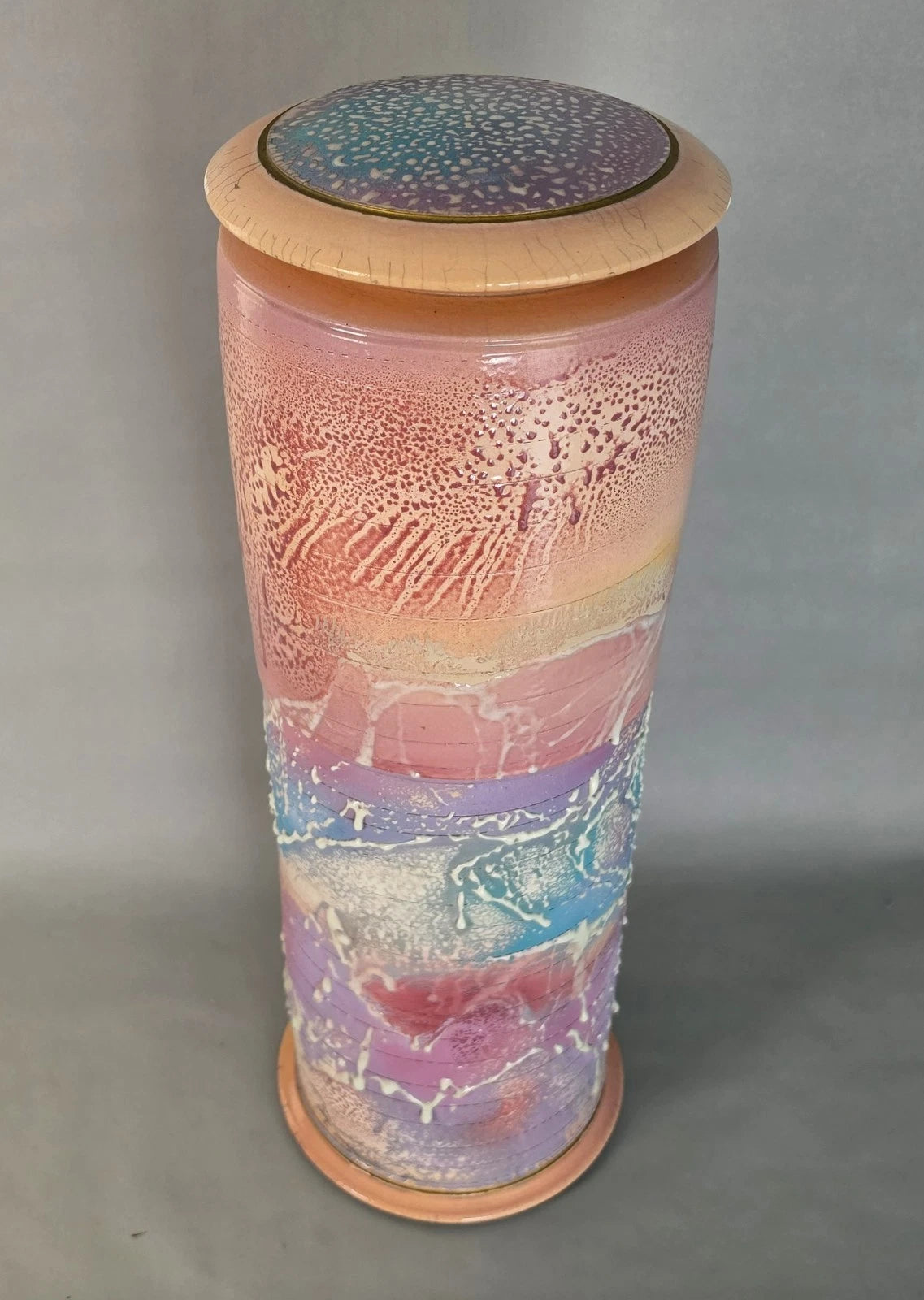 Monumental 25" Steven Forbes-deSoule Ceramic Lidded Urn Vase 1988