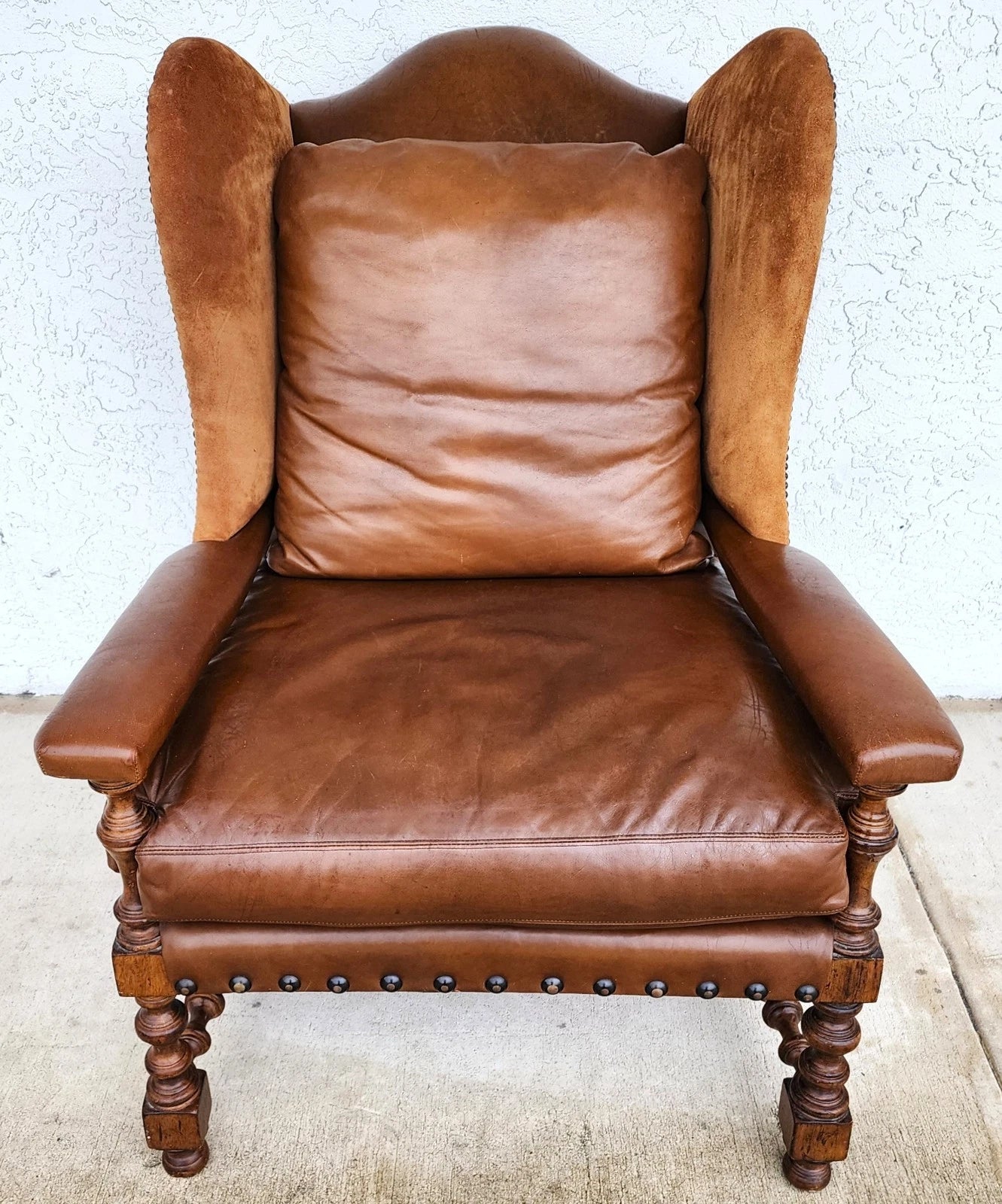 Century Furniture Leather Wingback Club Chair