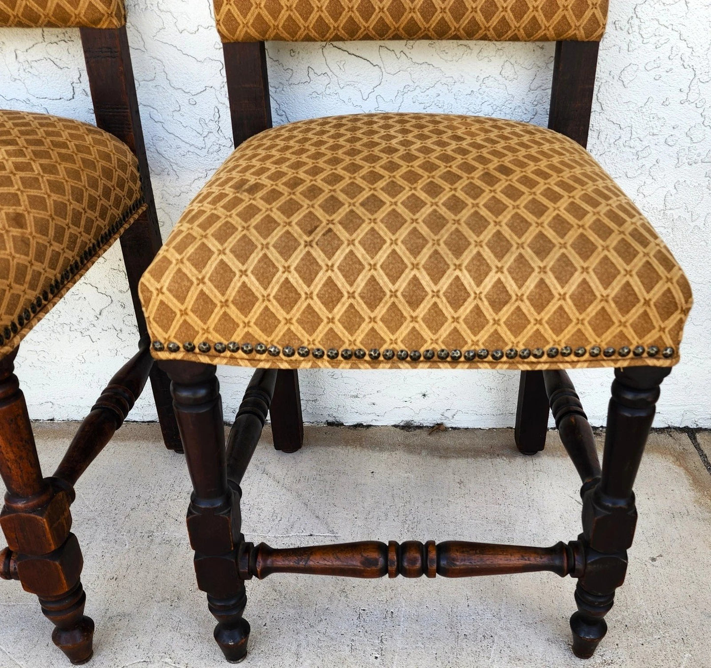 Antique English Dining Chairs High Back Set of 8