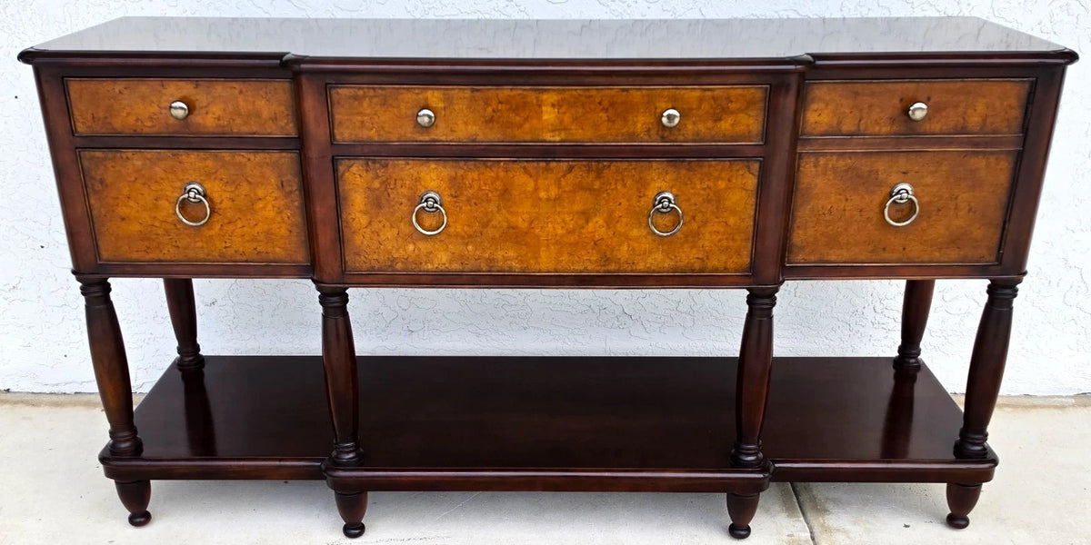 Baker Furniture Italian Provincial Mahogany Burl Wood Sideboard Buffet