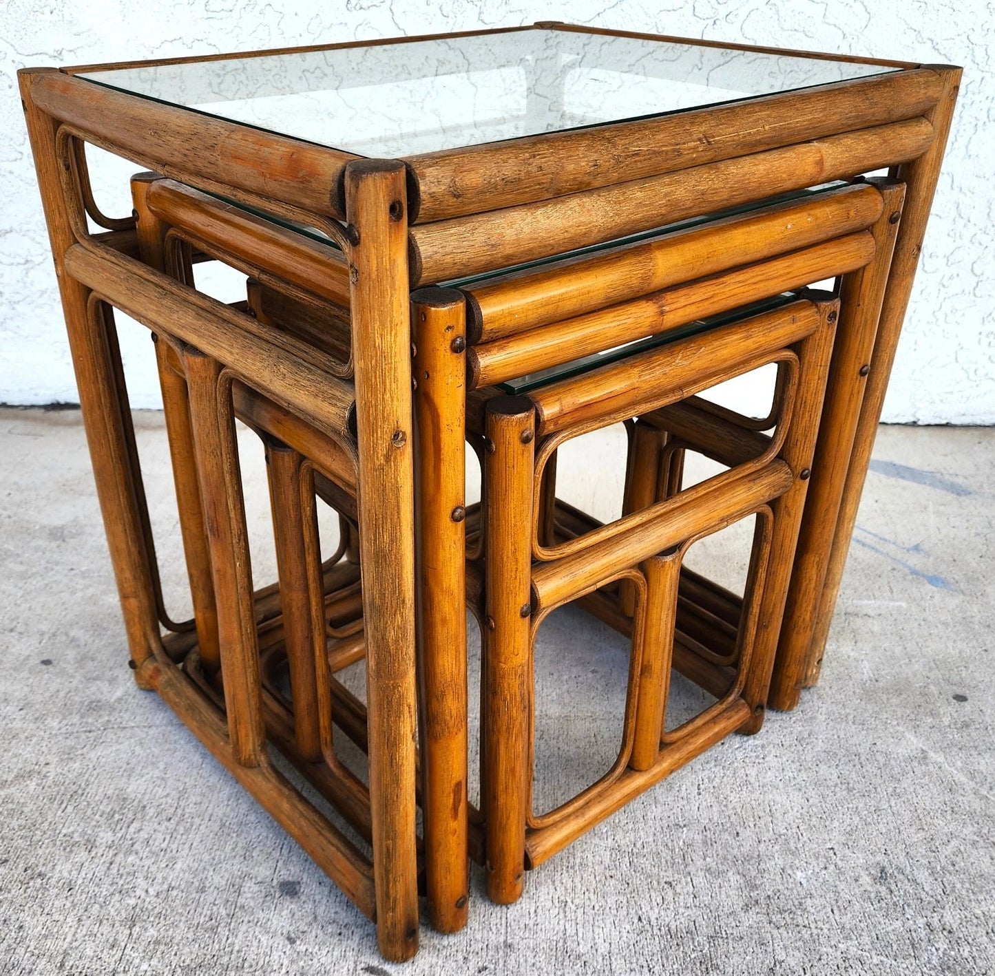 Franco Albini Style Bamboo Nesting Tables