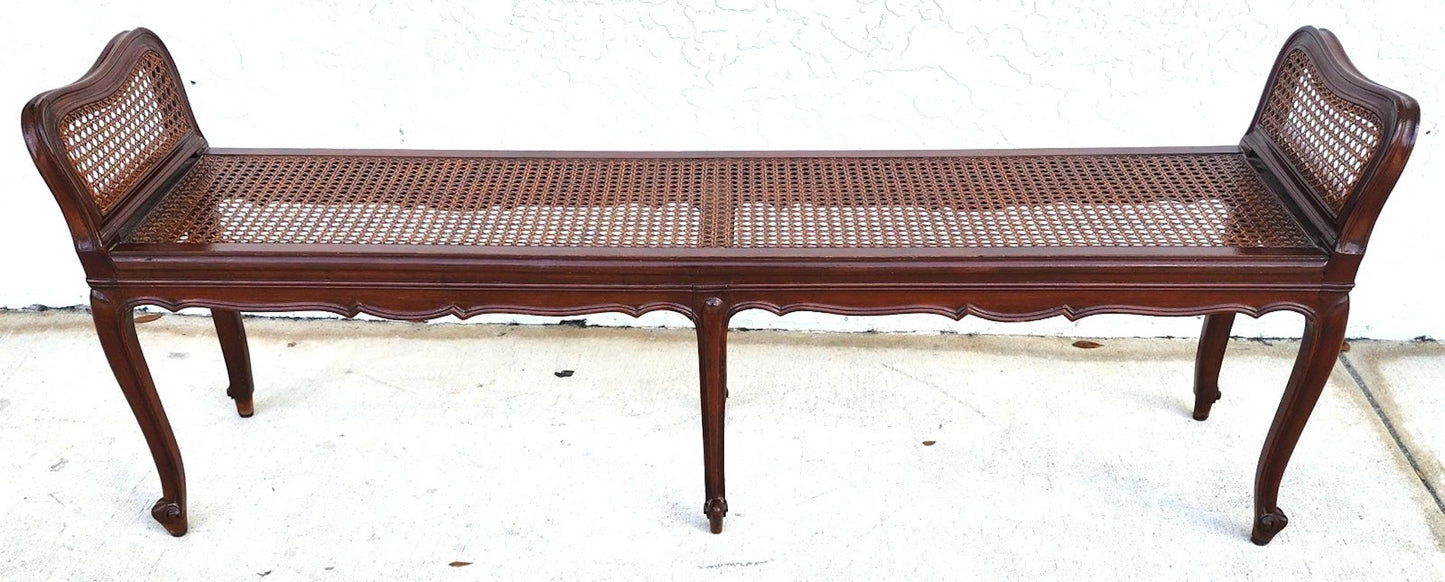 Vintage French Country Cane Bench