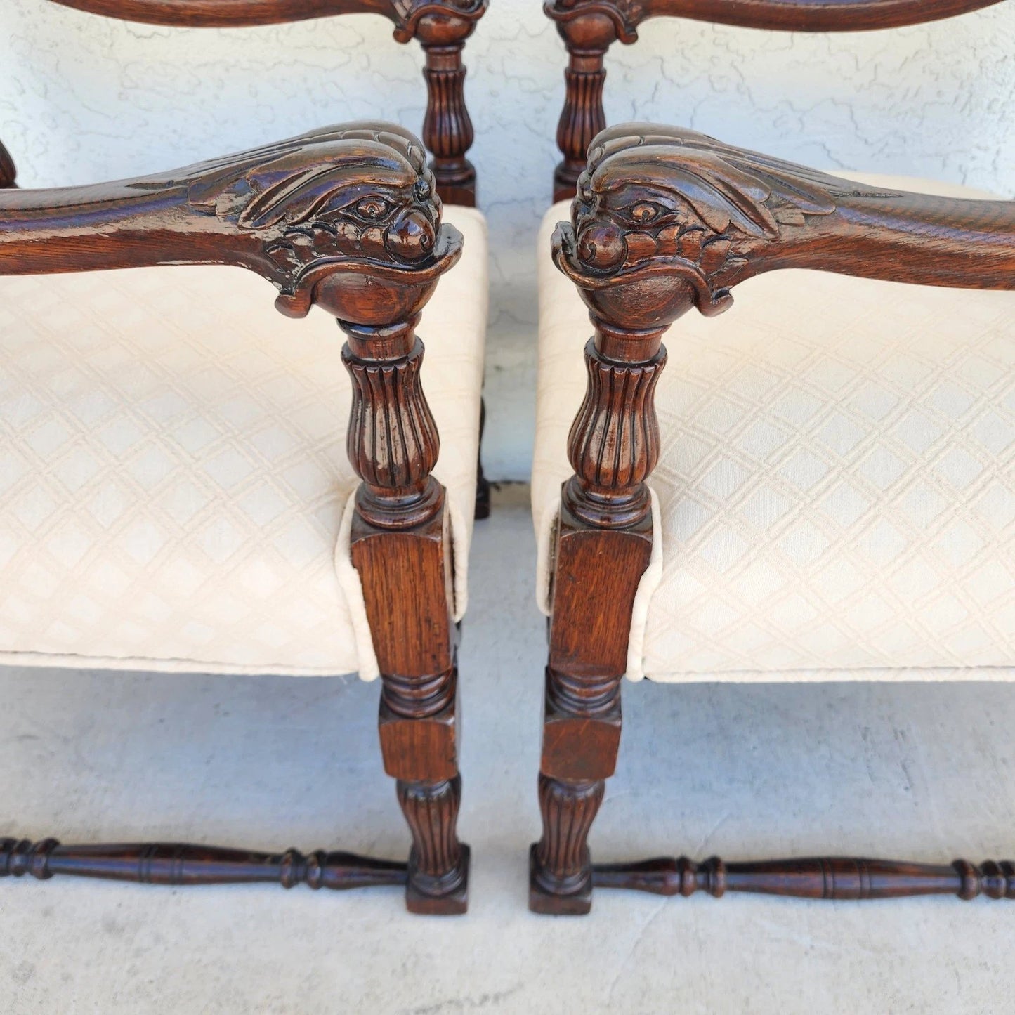 Chinoiserie Foo Dog Armchairs Pair Mid Century